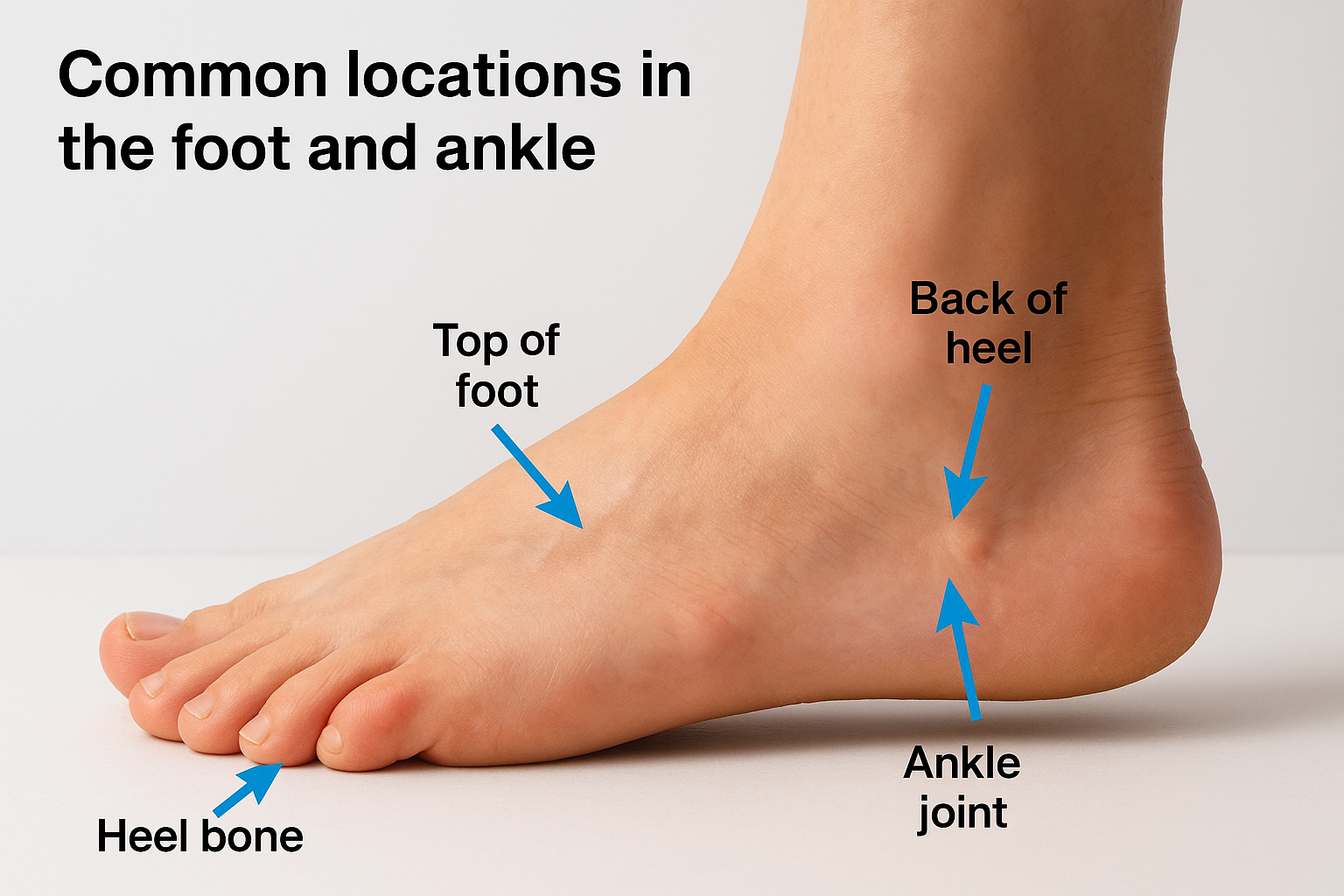 Common locations in the foot and ankle