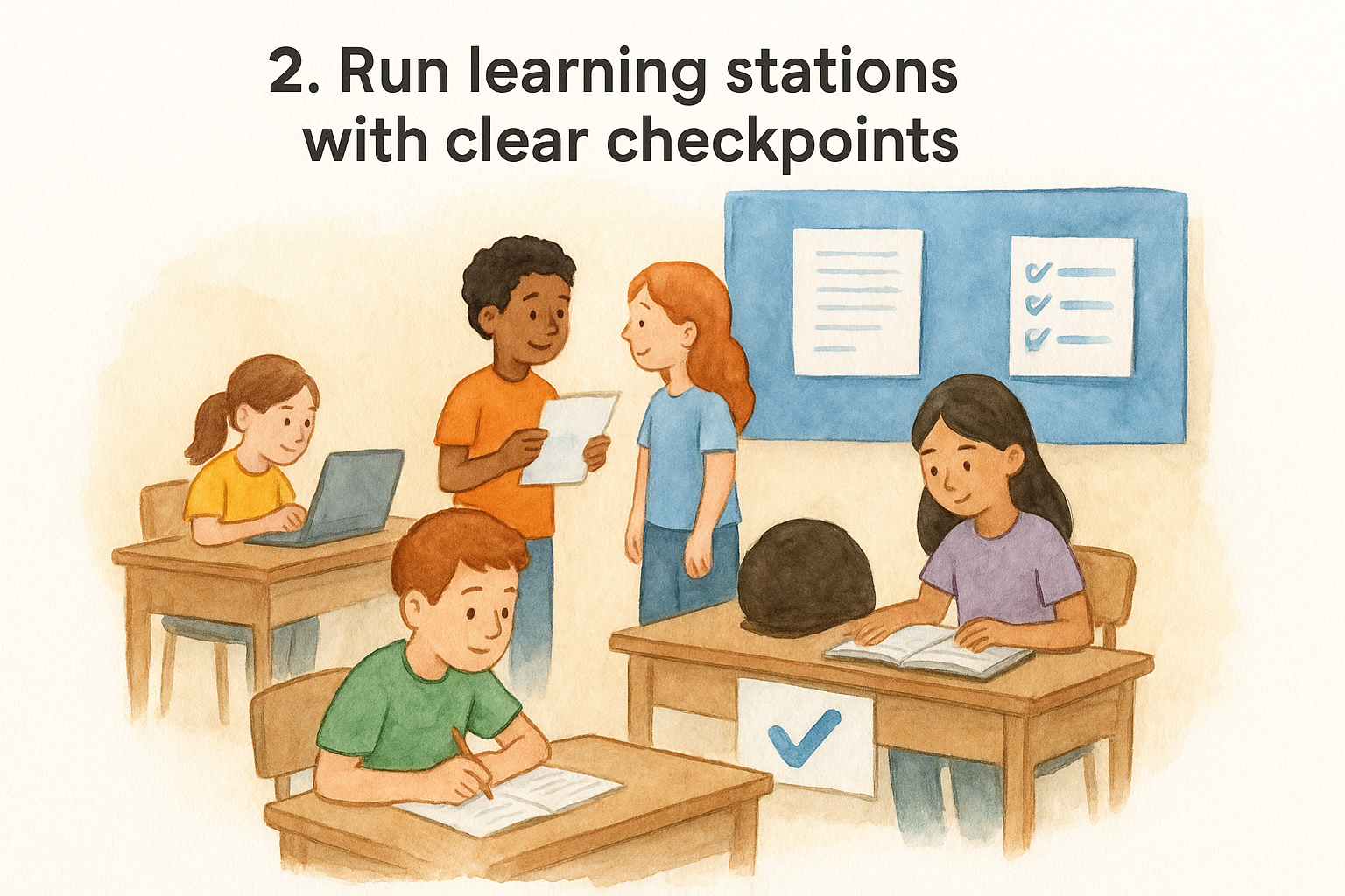 2. Run learning stations with clear checkpoints