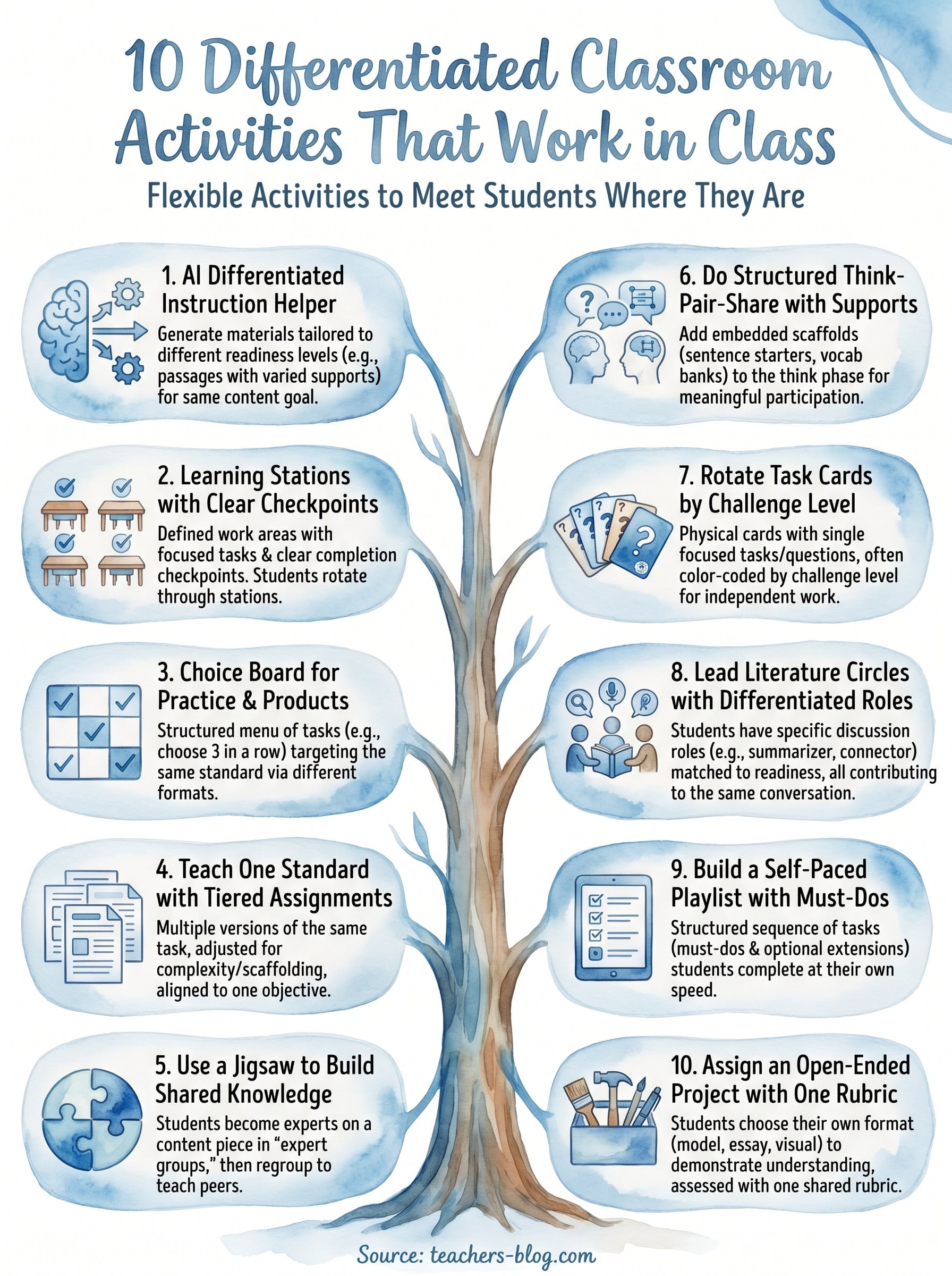 differentiated classroom activities infographic