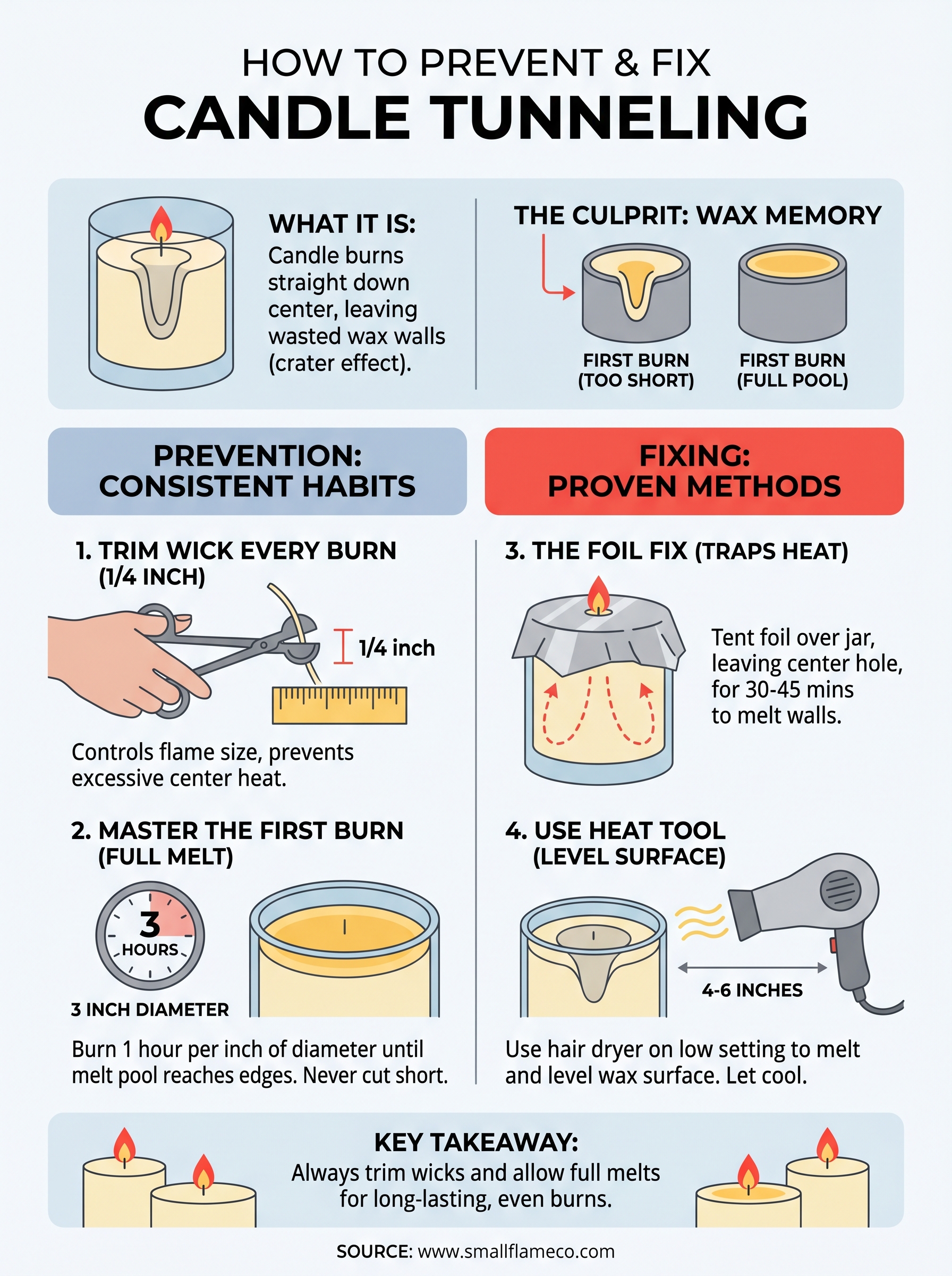 how to prevent candle tunneling infographic