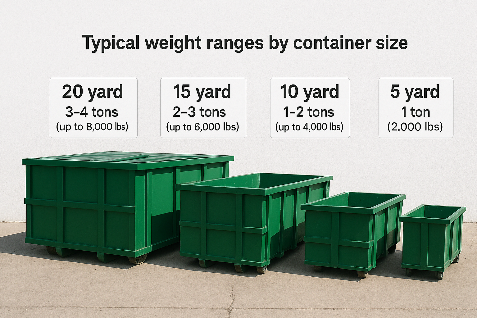Typical weight ranges by container size