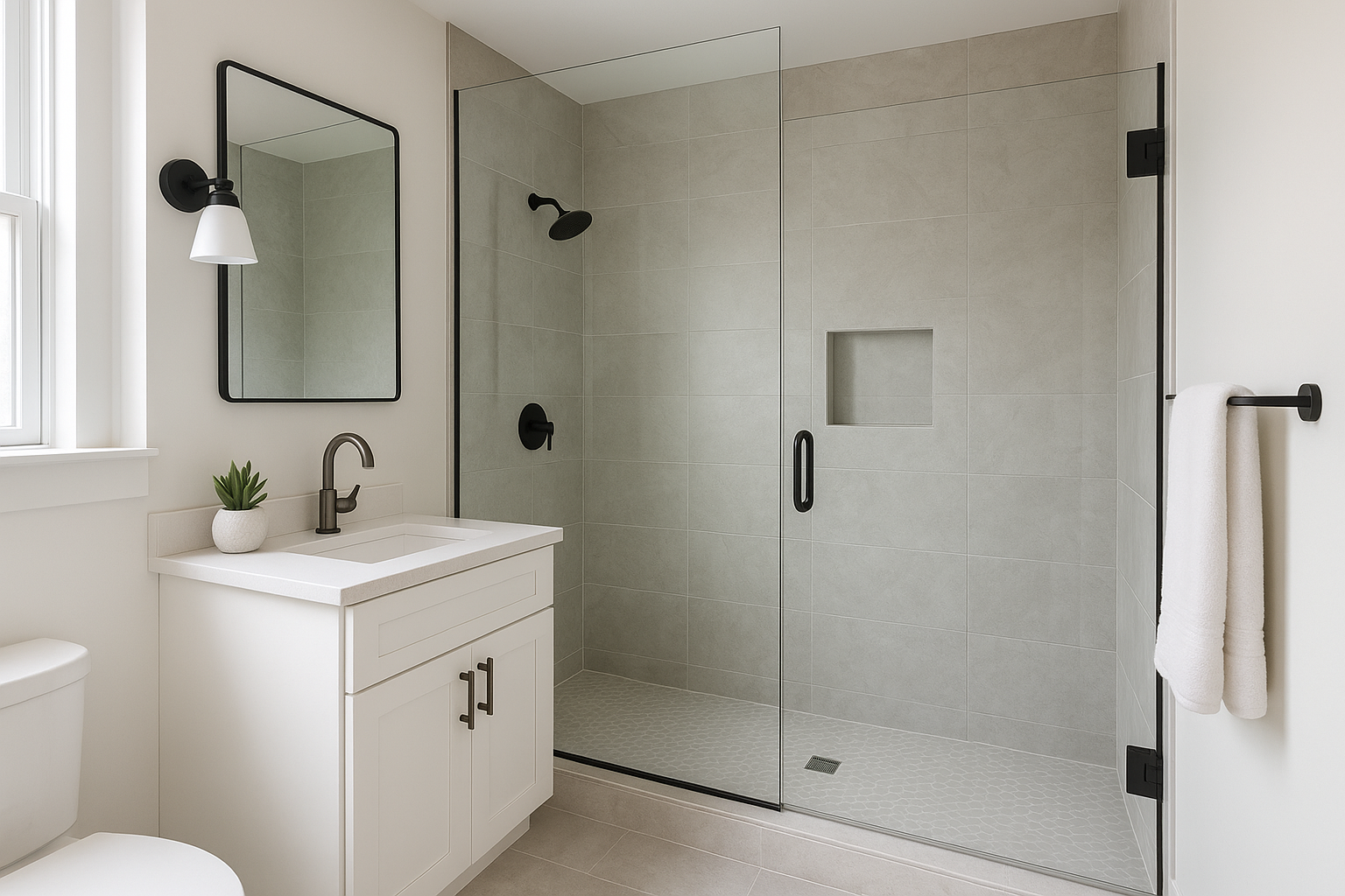 5. Replace a tub with a walk-in shower and glass