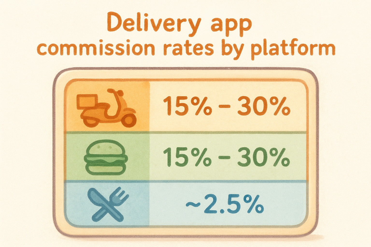 Delivery app commission rates by platform