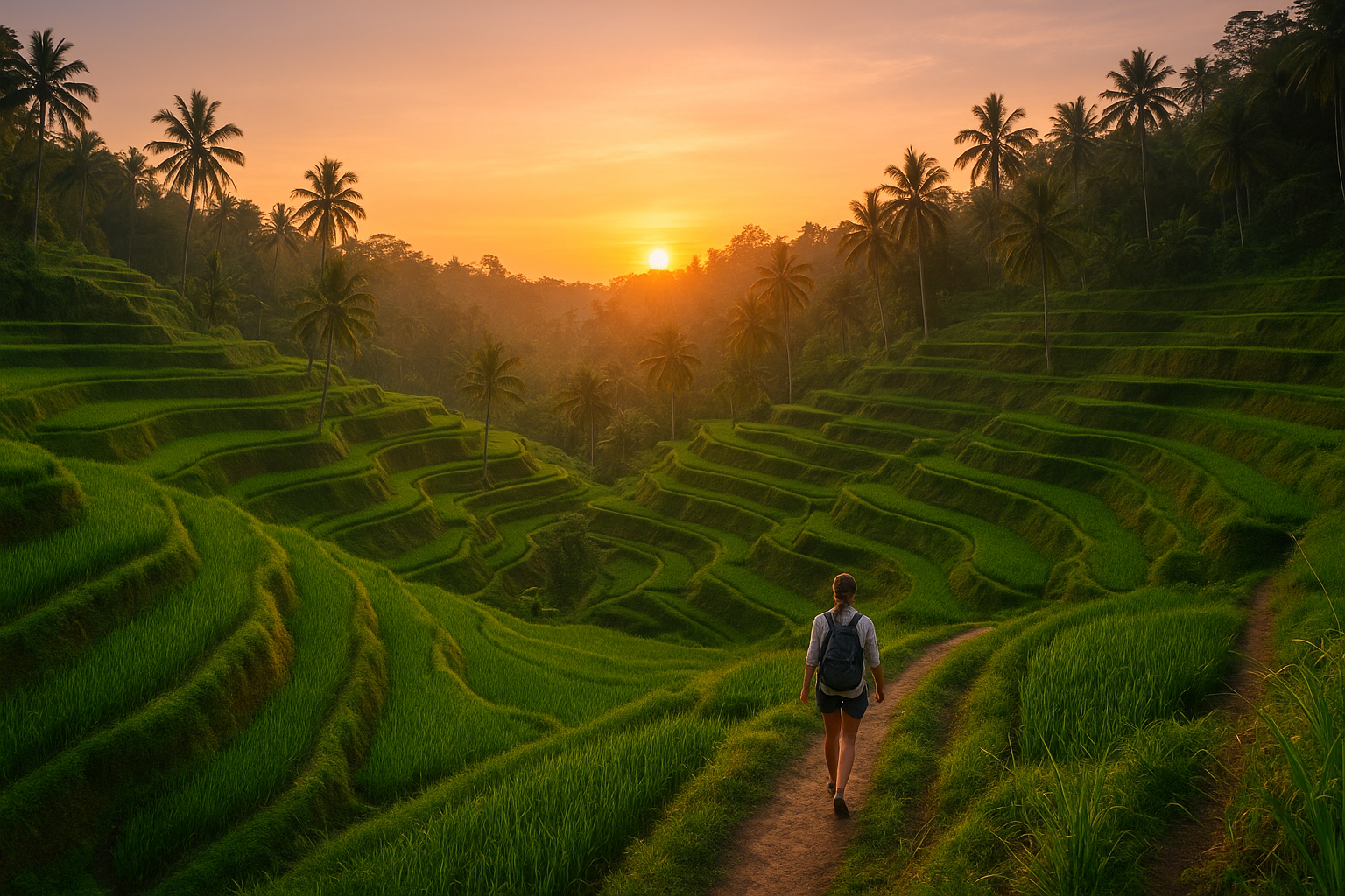 5. Walk Tegallalang rice terraces at sunrise