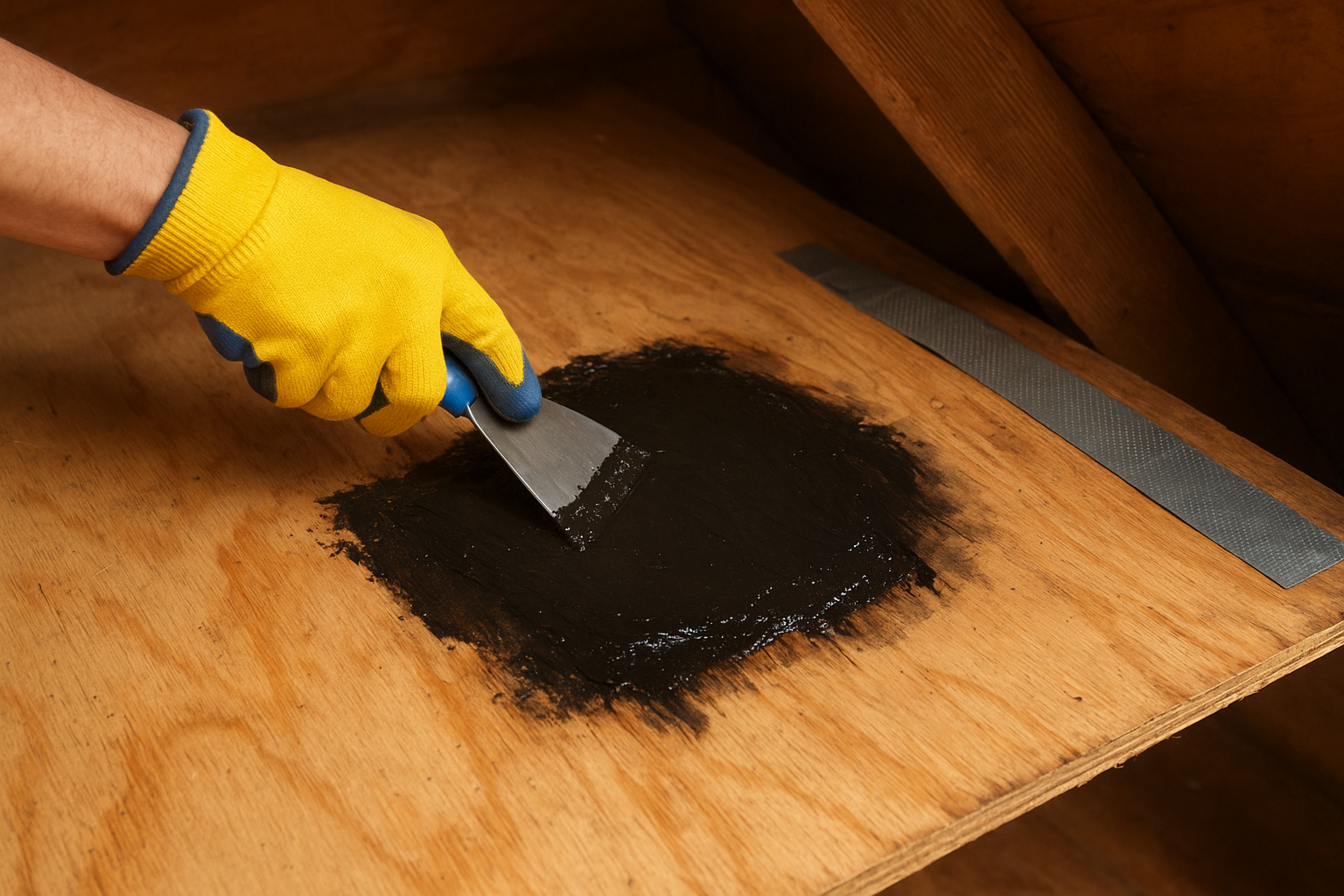 Apply roofing tar to the entry point