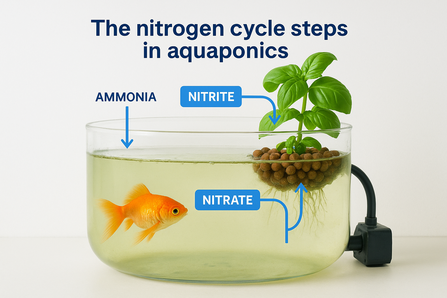 The nitrogen cycle steps in aquaponics