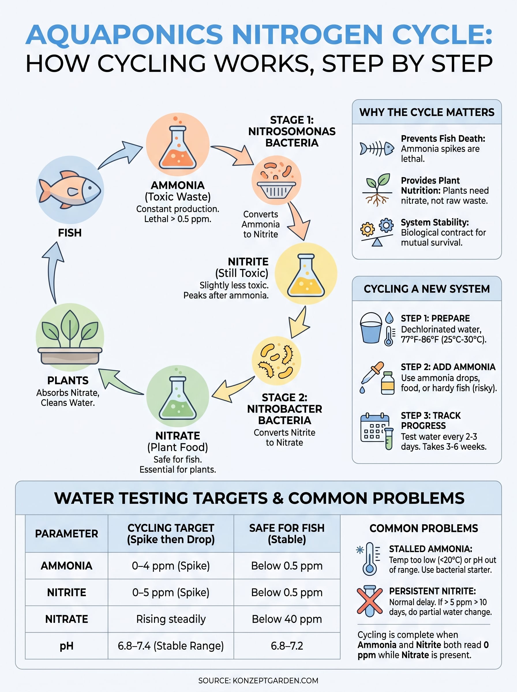 aquaponics nitrogen cycle infographic
