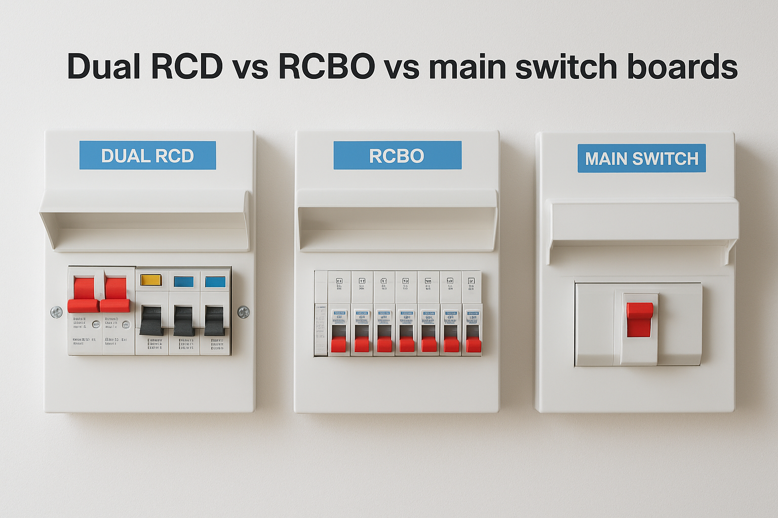 Dual RCD vs RCBO vs main switch boards