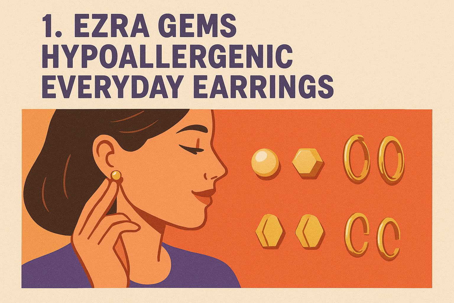1. Ezra Gems hypoallergenic everyday earrings