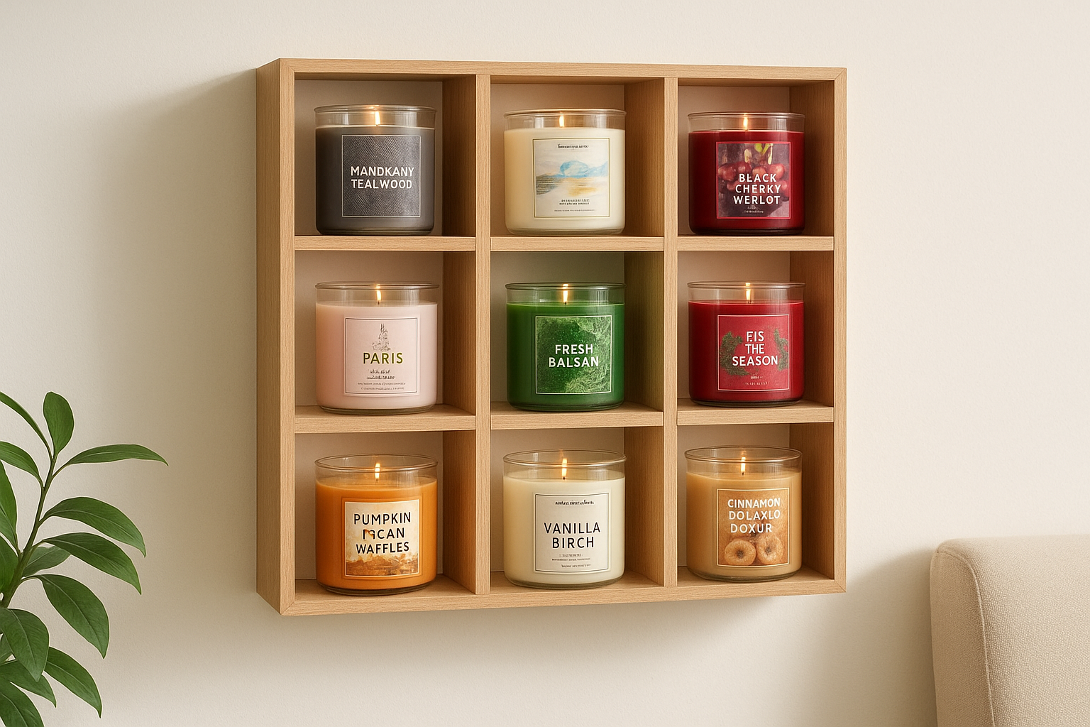4. Build a cube shelf candle wall display