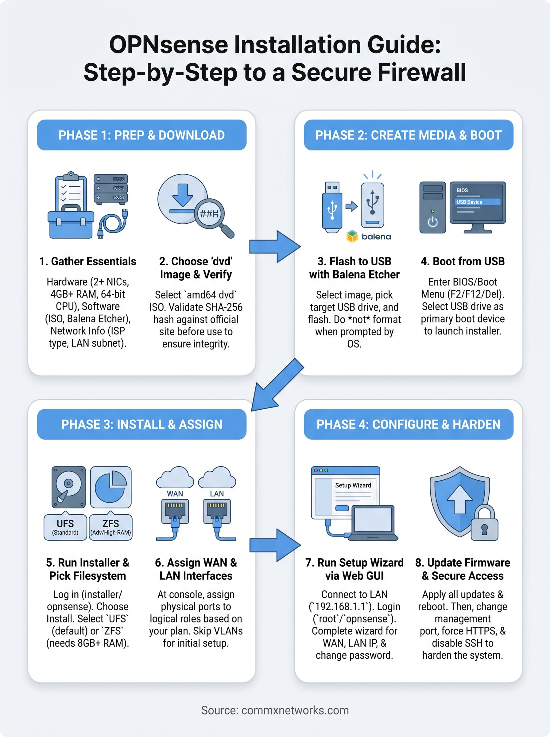 opnsense installation guide infographic