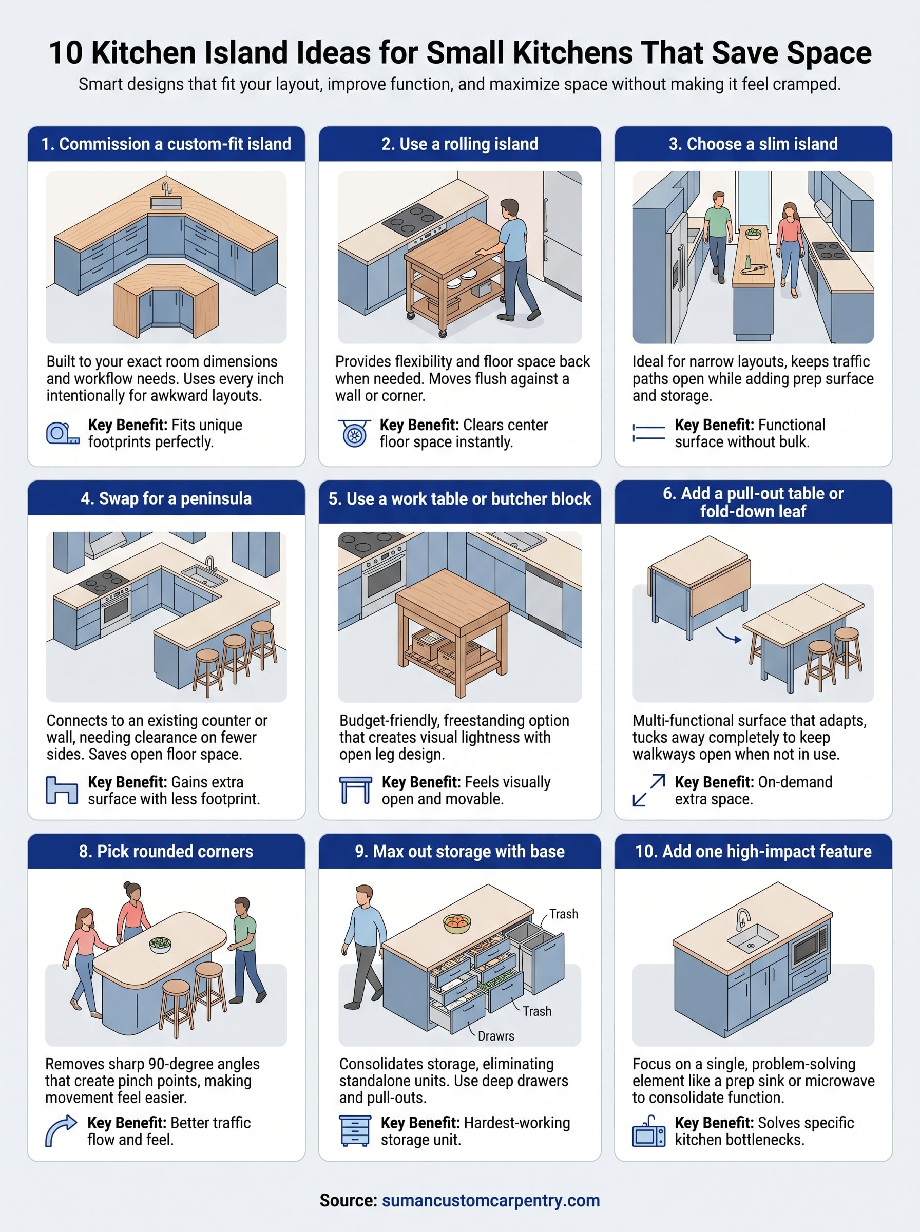 kitchen island ideas for small kitchens infographic