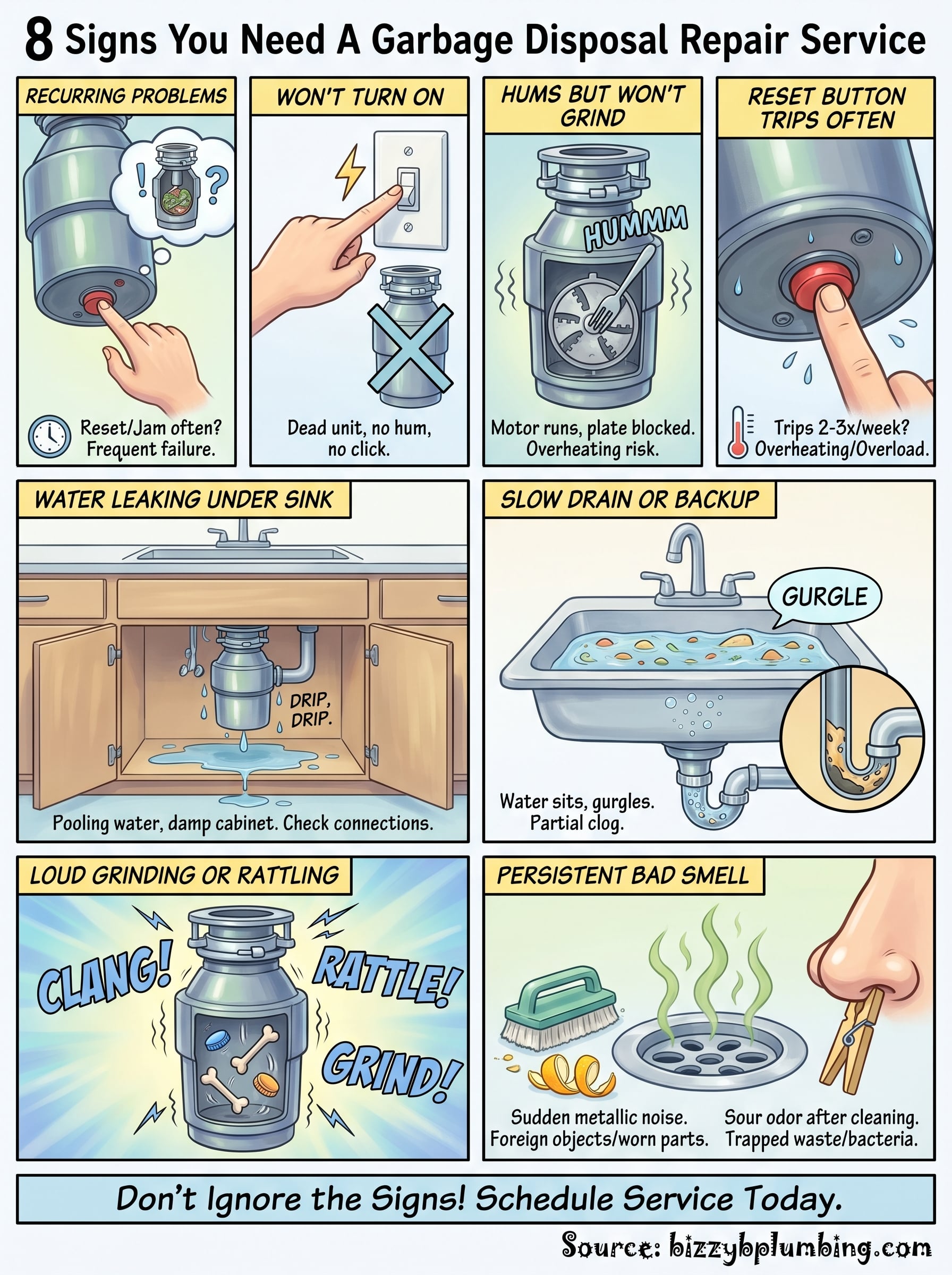 garbage disposal repair service infographic