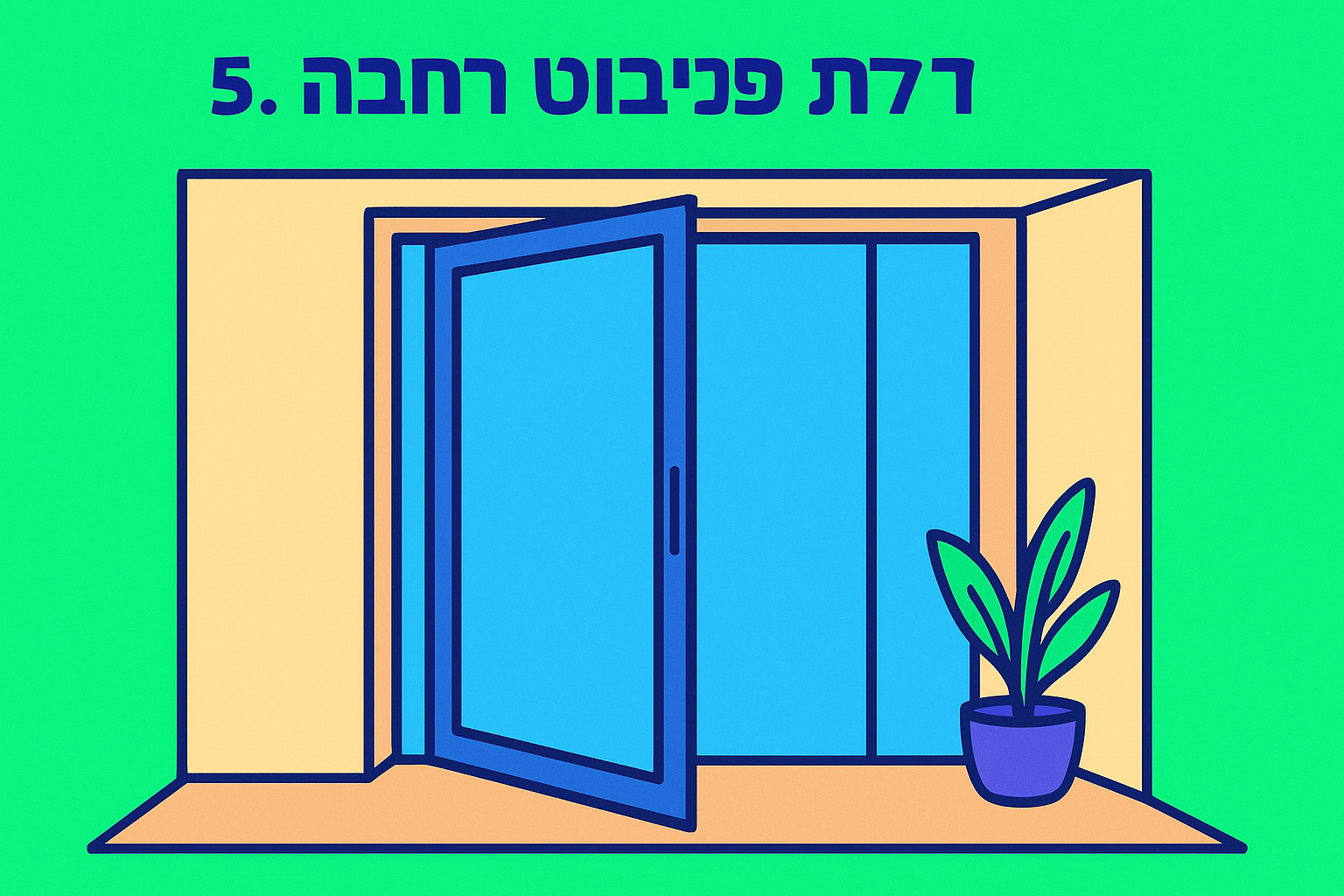 5. דלת פיבוט רחבה עם קו אפס