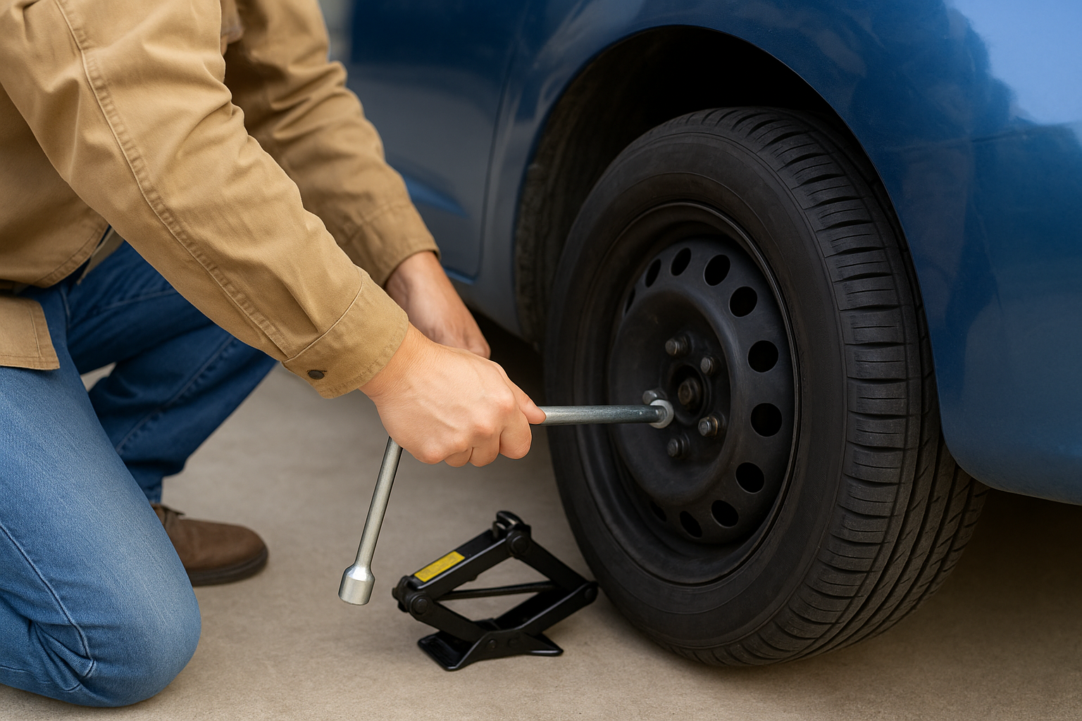 Position the jack and loosen the lug nuts