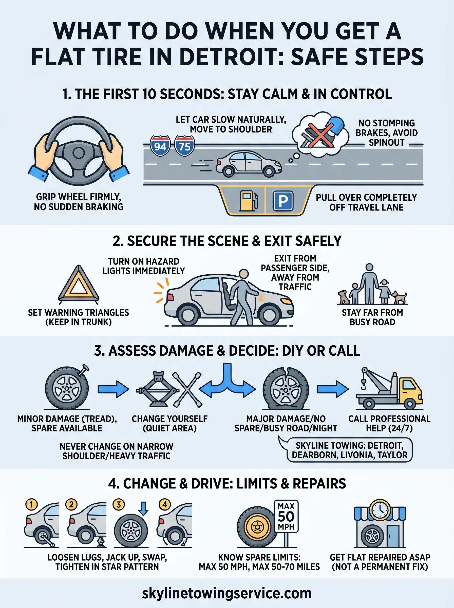 what to do when you get a flat tire infographic