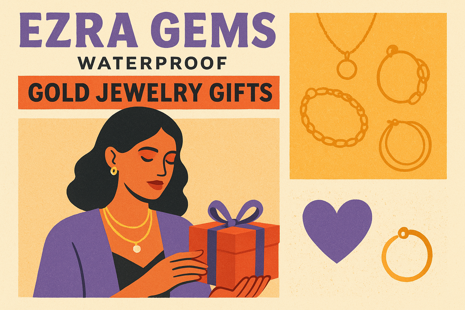 1. Ezra Gems waterdichte gouden sieraden cadeaus