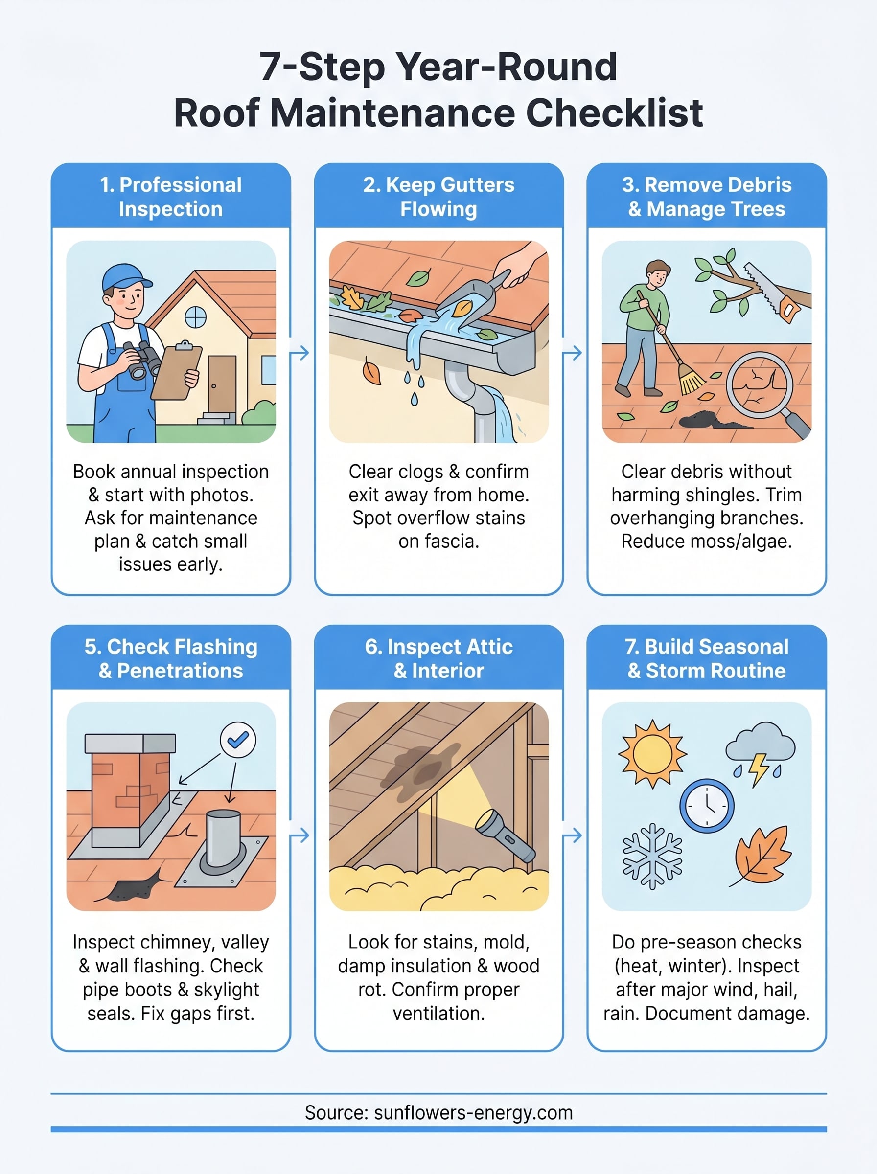 roof maintenance checklist infographic