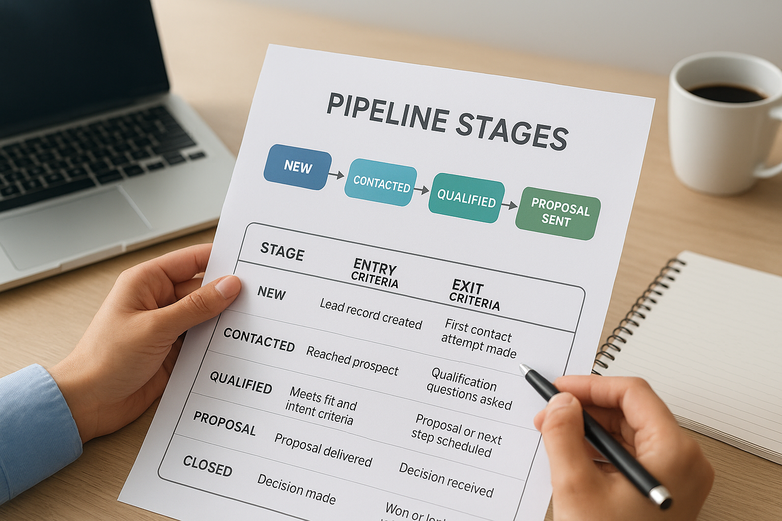 Entry and exit criteria for each stage
