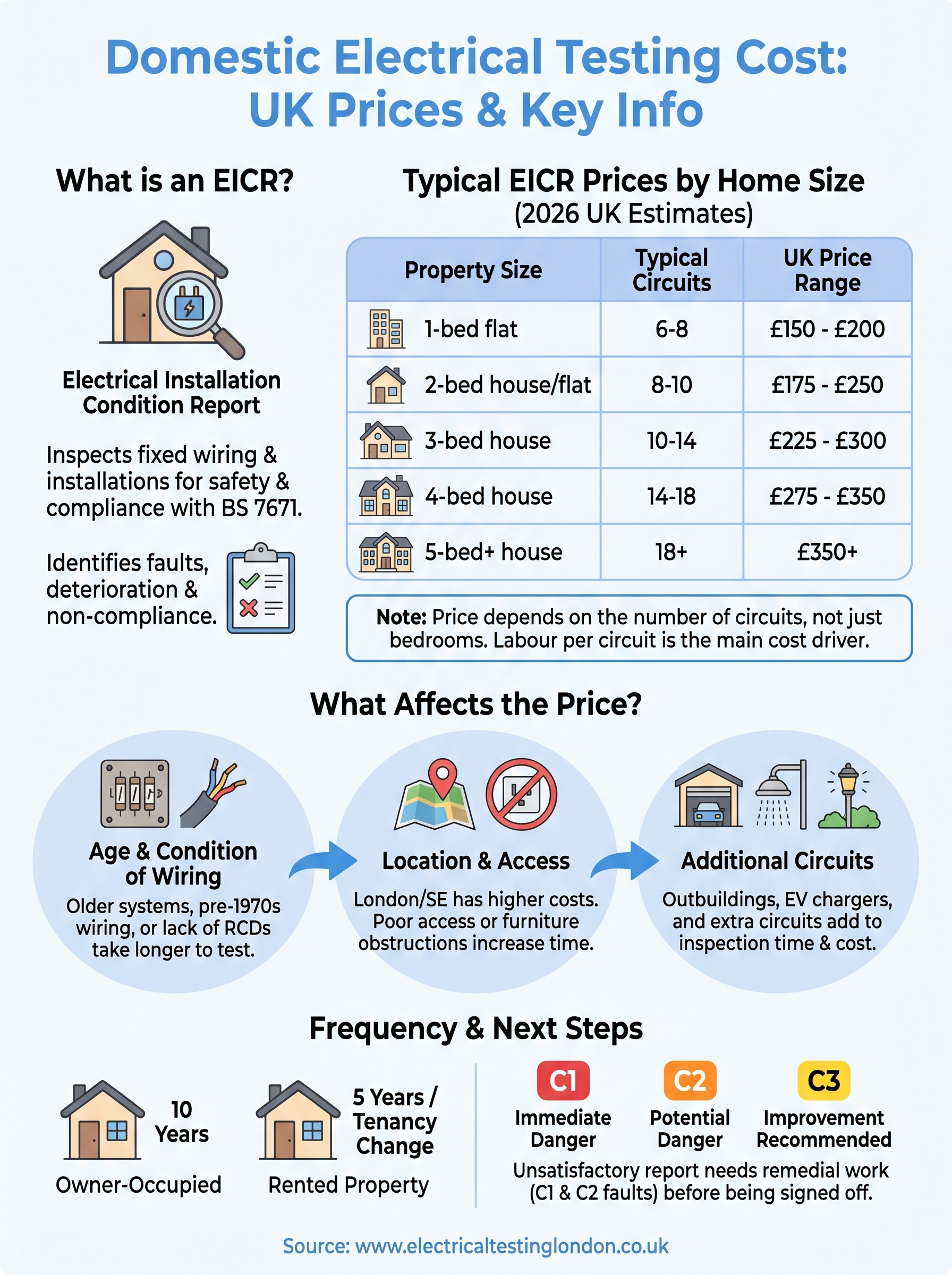 domestic electrical testing cost infographic