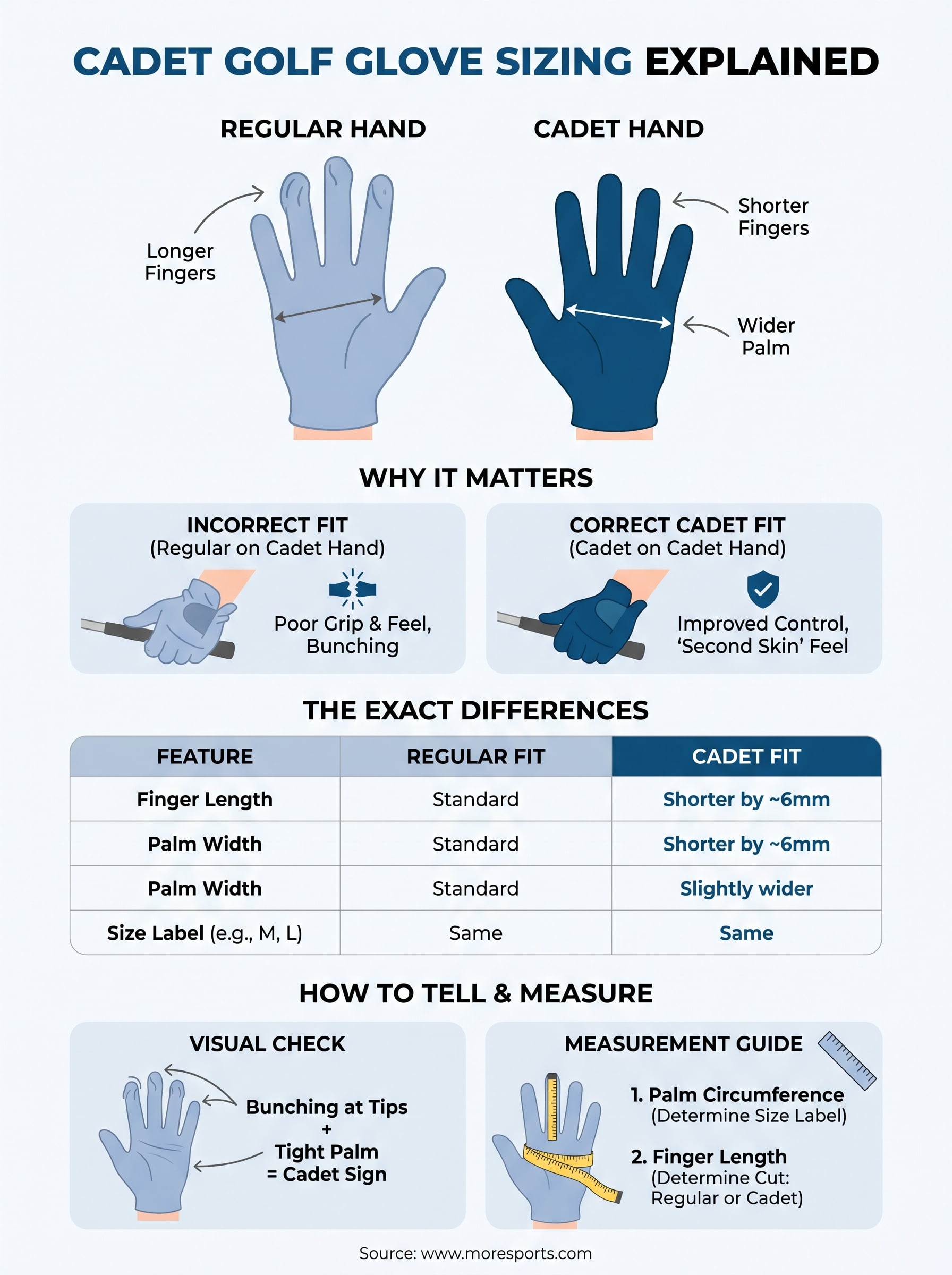 cadet golf glove meaning infographic