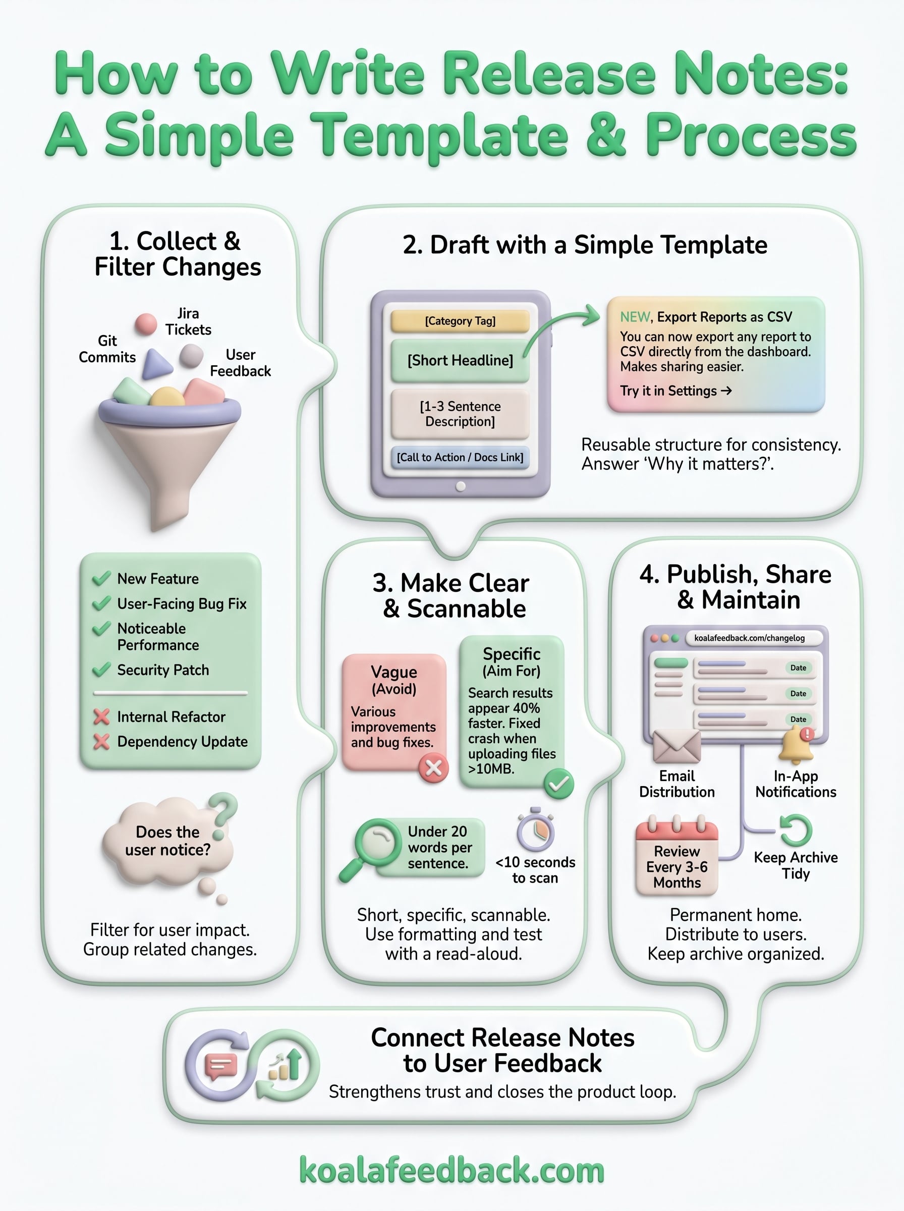 how to write release notes infographic