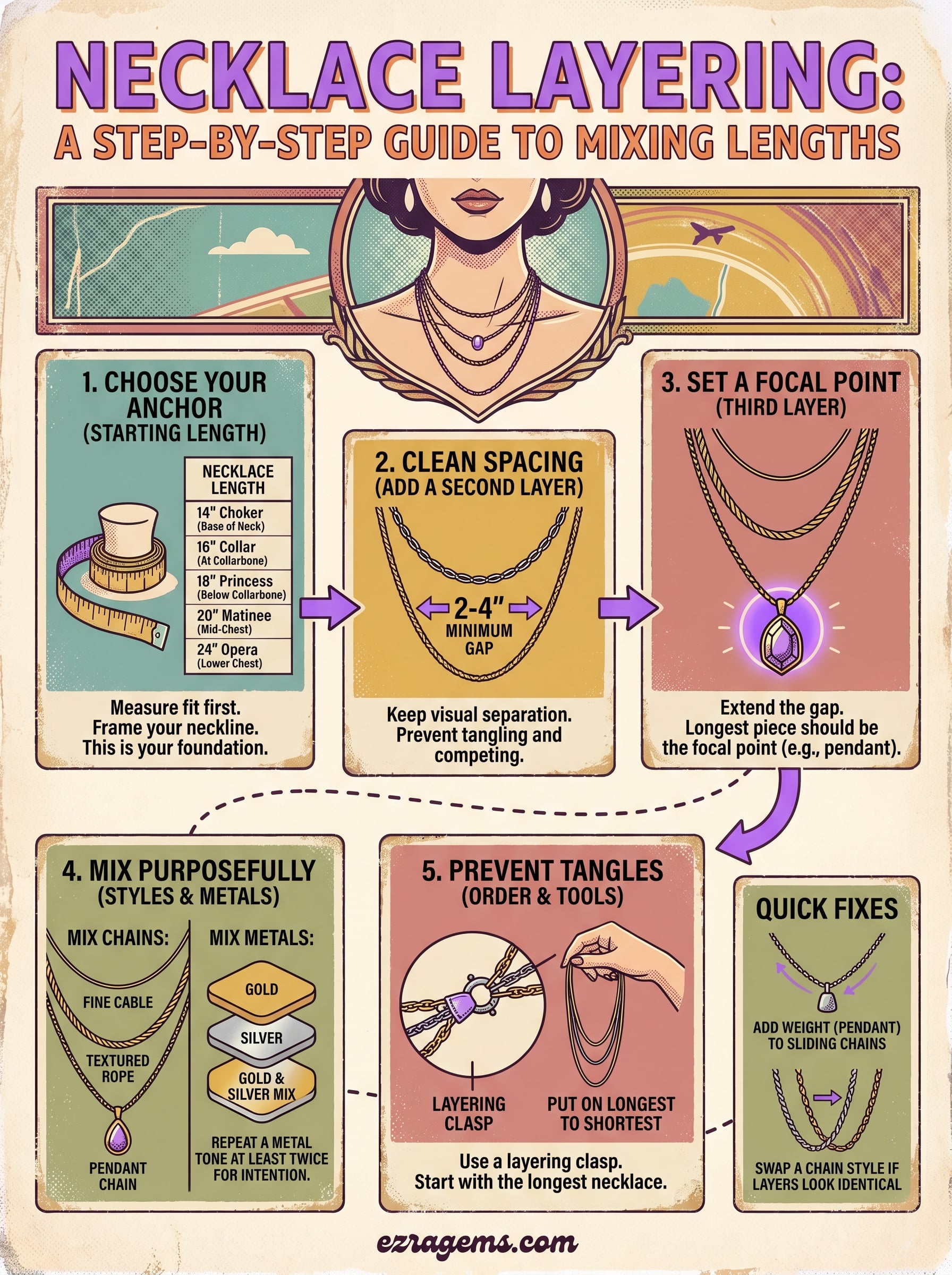 necklace layering infographic