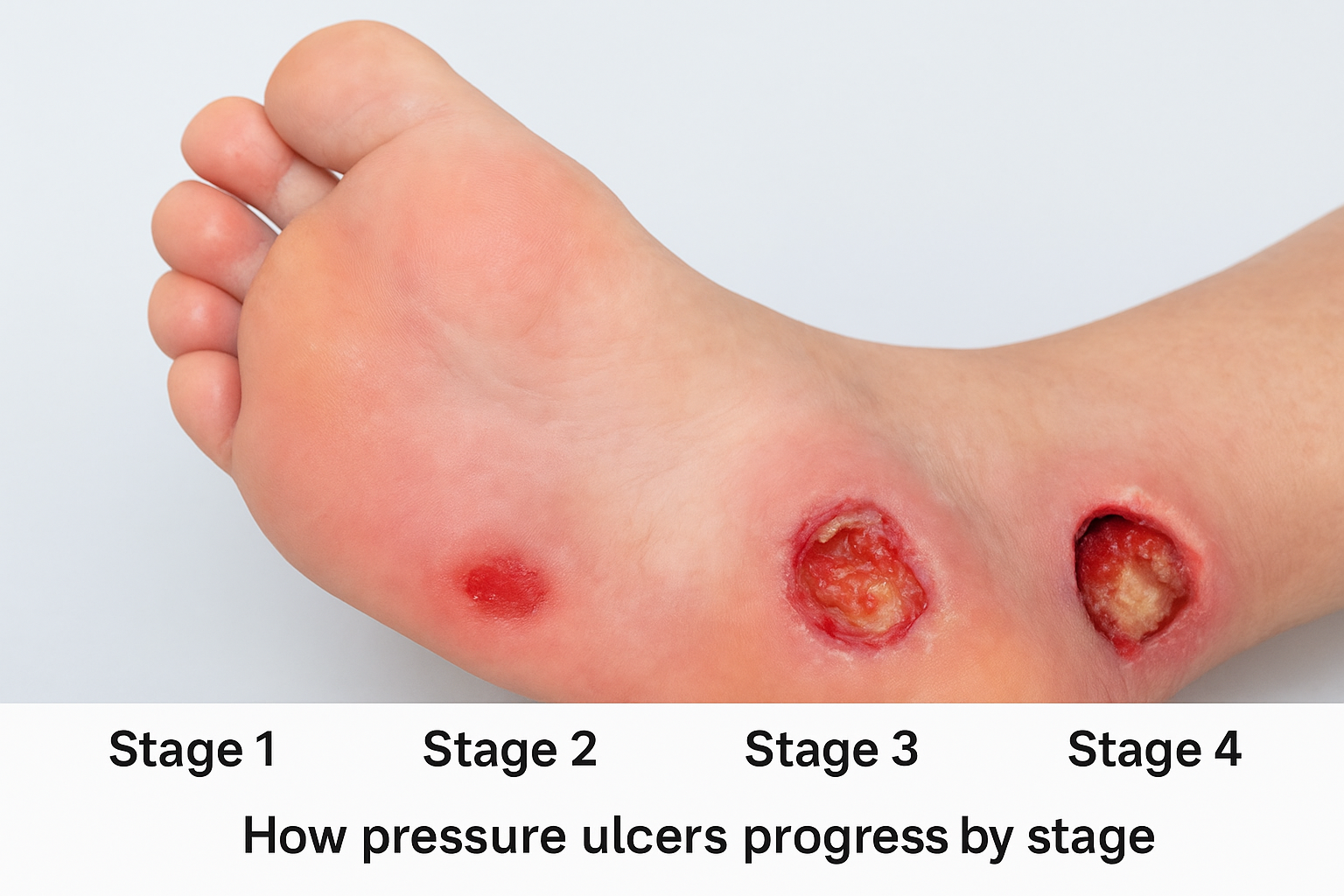 How pressure ulcers progress by stage