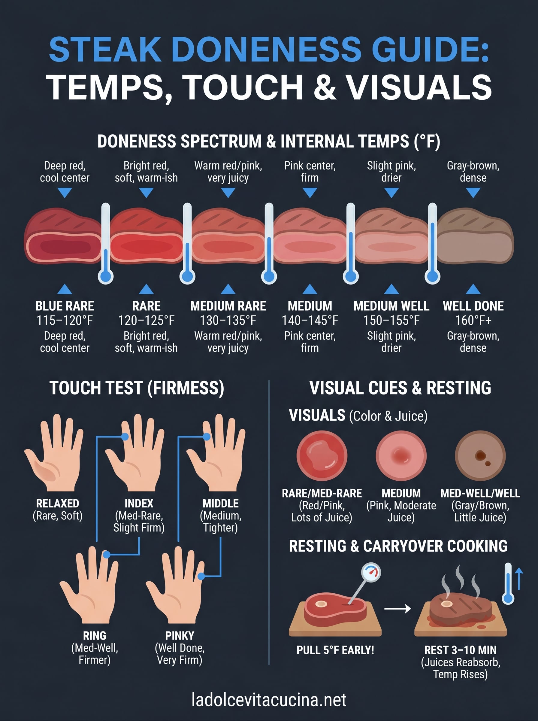 steak doneness guide infographic