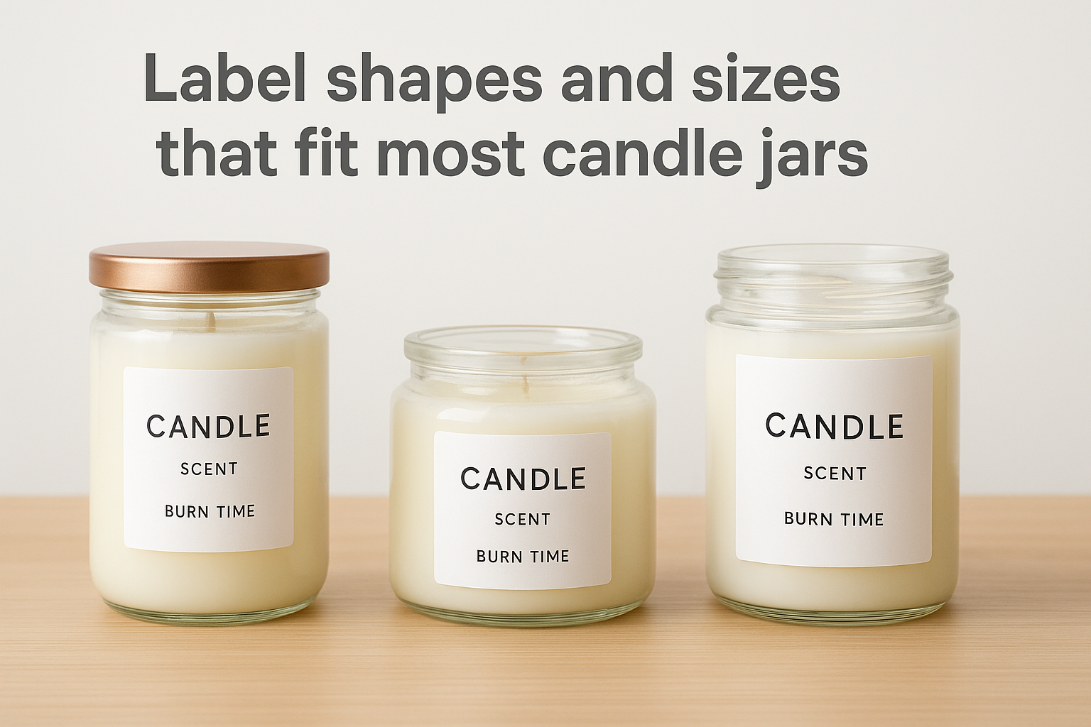Label shapes and sizes that fit most candle jars