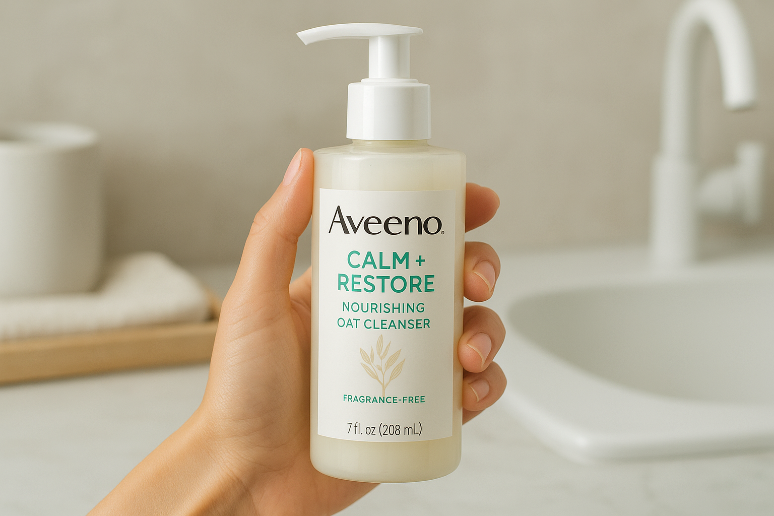 6. Aveeno Calm and Restore Nourishing Oat Cleanser
