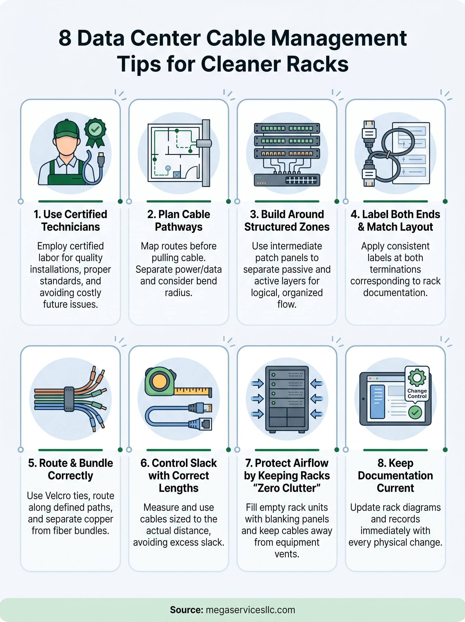 data center cable management tips infographic