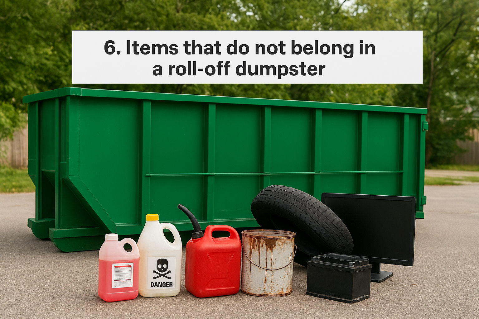 6. Items that do not belong in a roll-off dumpster