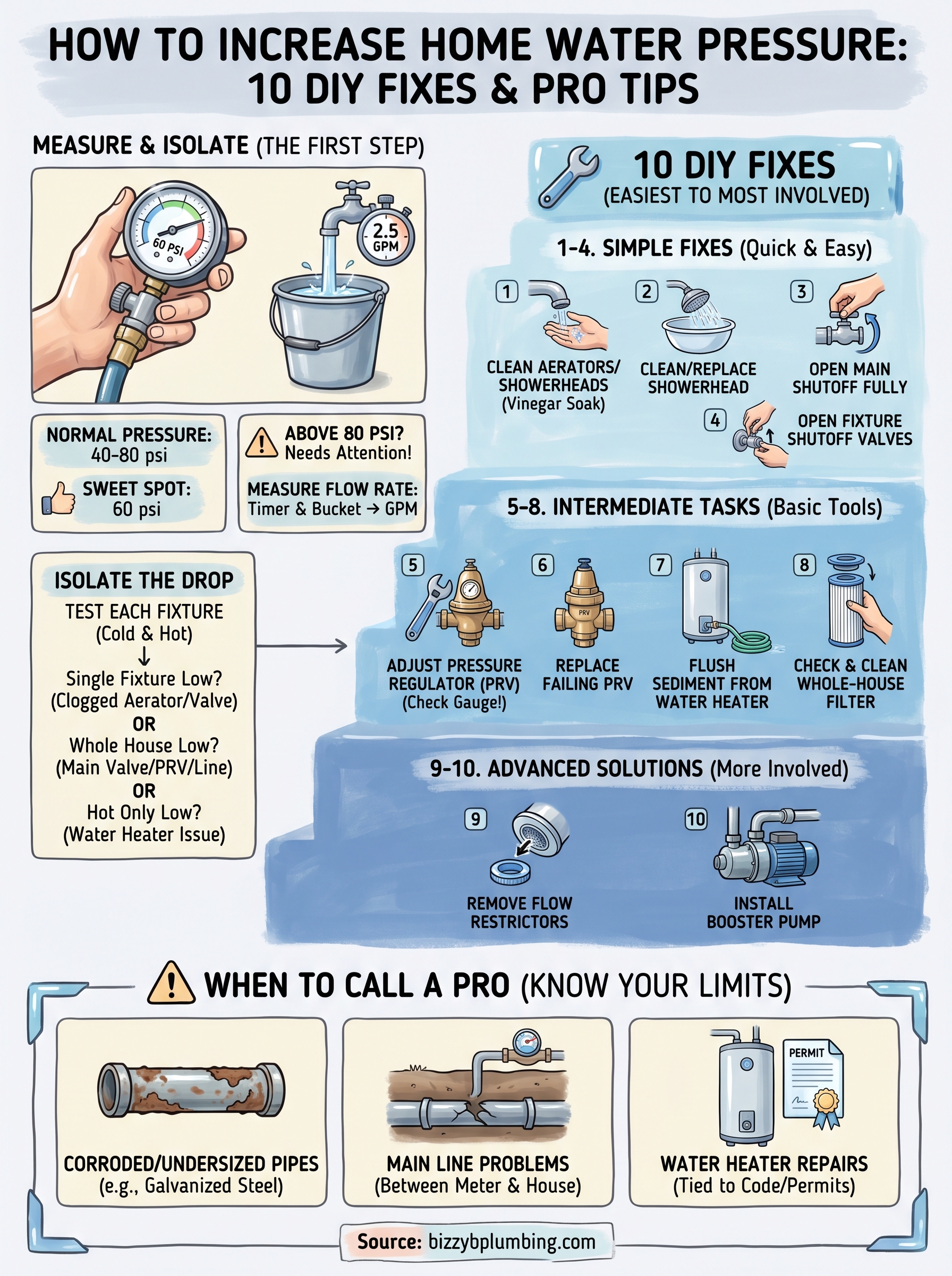 how to increase water pressure at home infographic