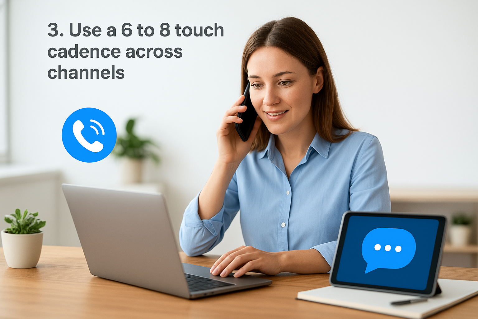 3. Use a 6 to 8 touch cadence across channels
