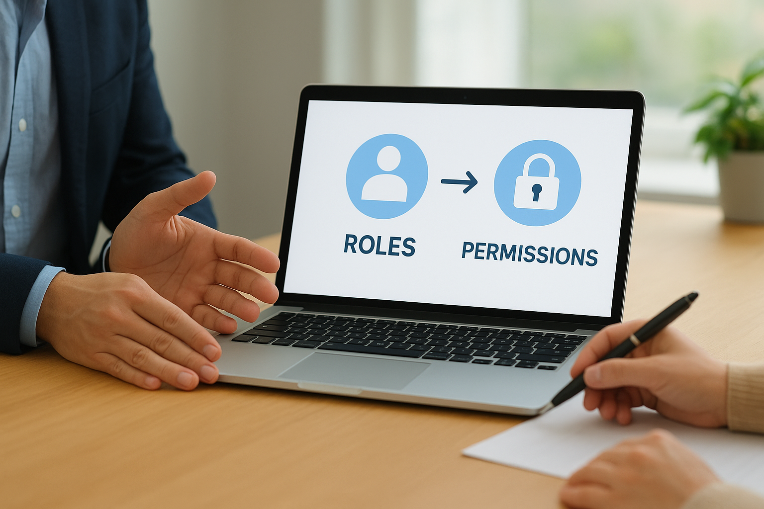 How permissions attach to roles, not people