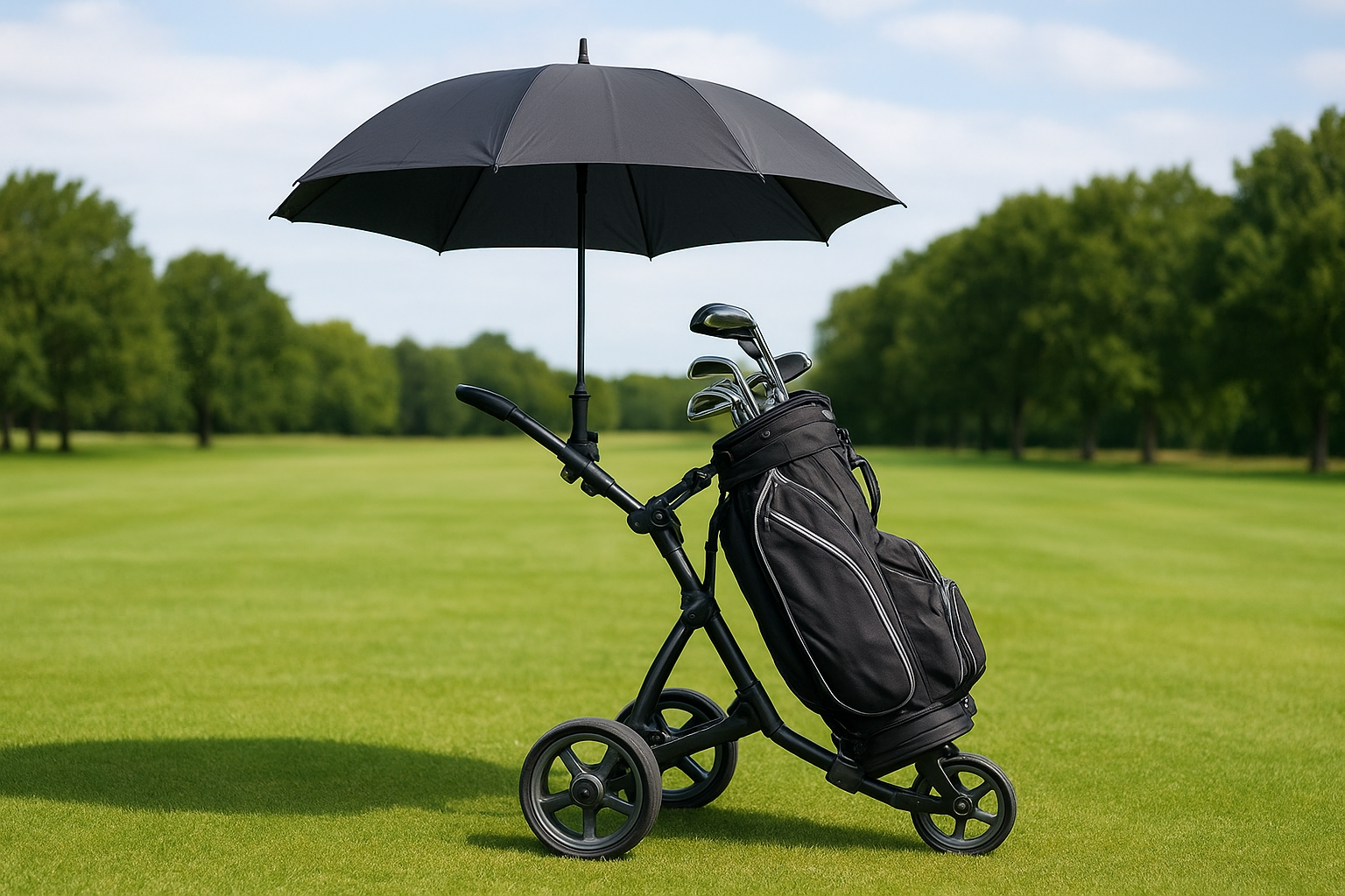Push trolley umbrella holders and canopy fit