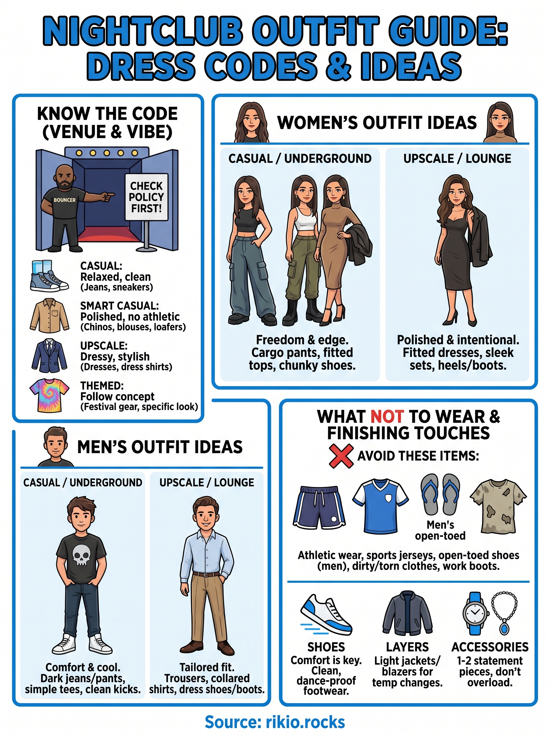 what to wear to a nightclub infographic
