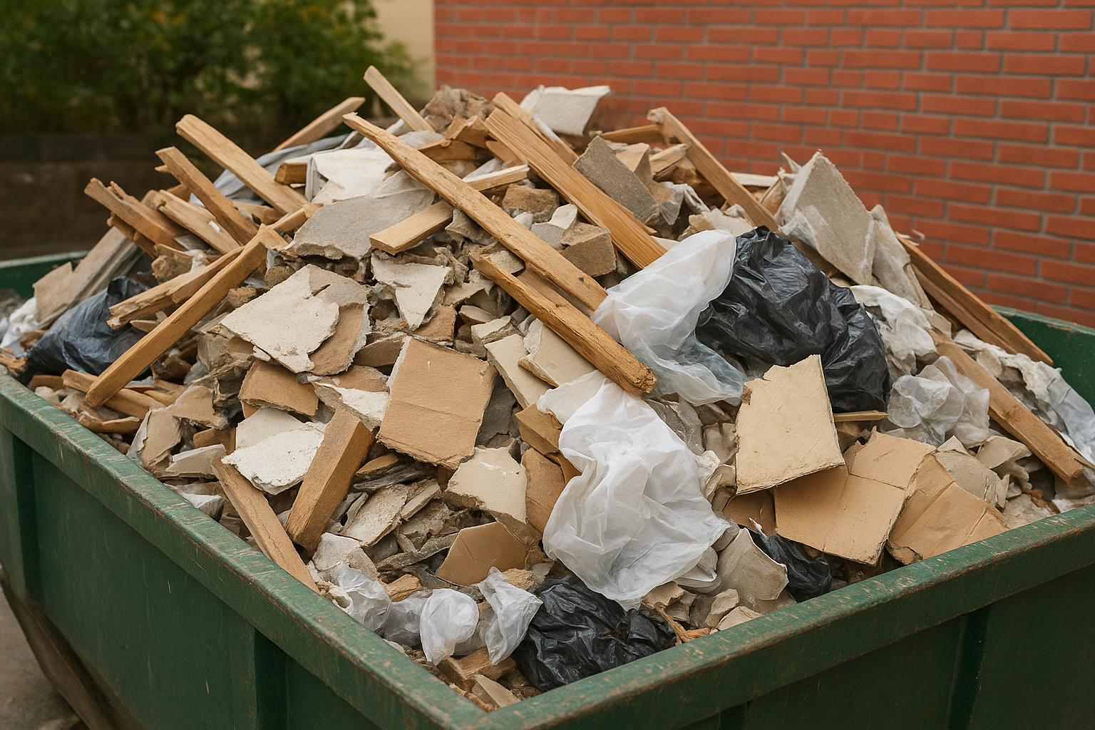 1. Mixed construction debris and general jobsite trash