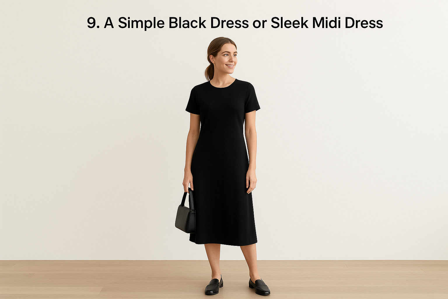 9. A Simple Black Dress or Sleek Midi Dress