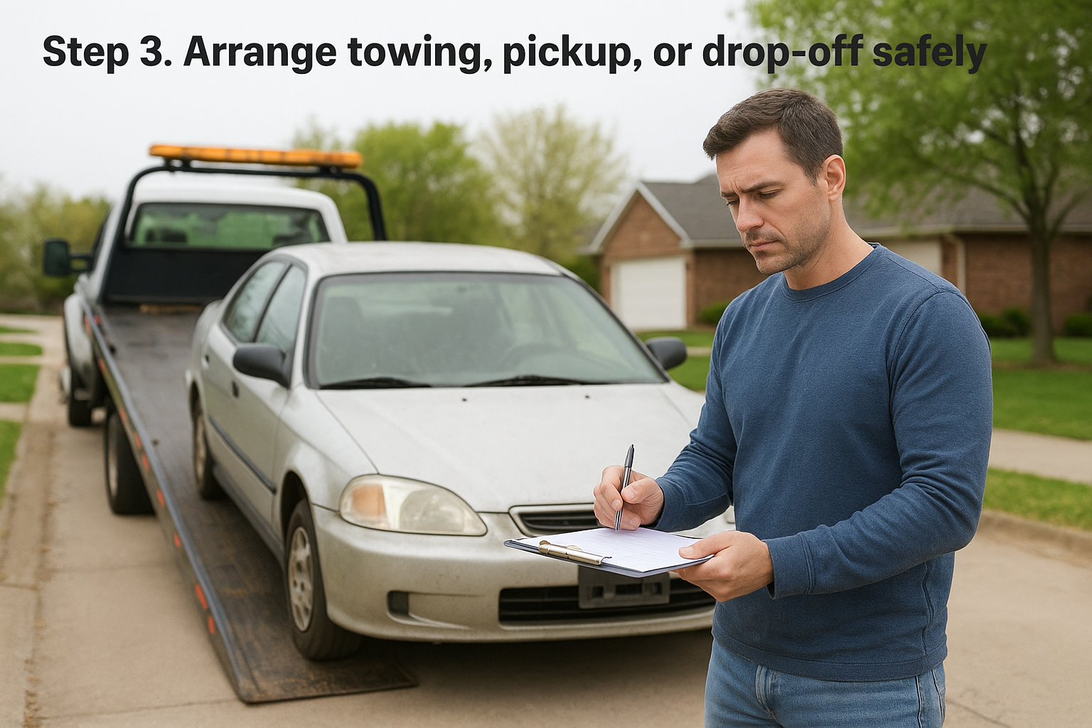 Step 3. Arrange towing, pickup, or drop-off safely