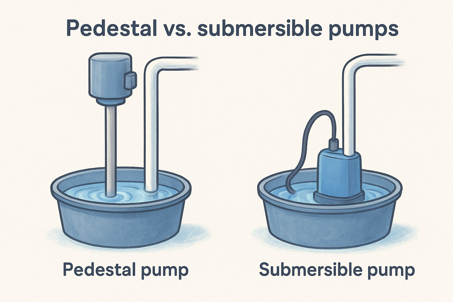 Pedestal vs. submersible pumps