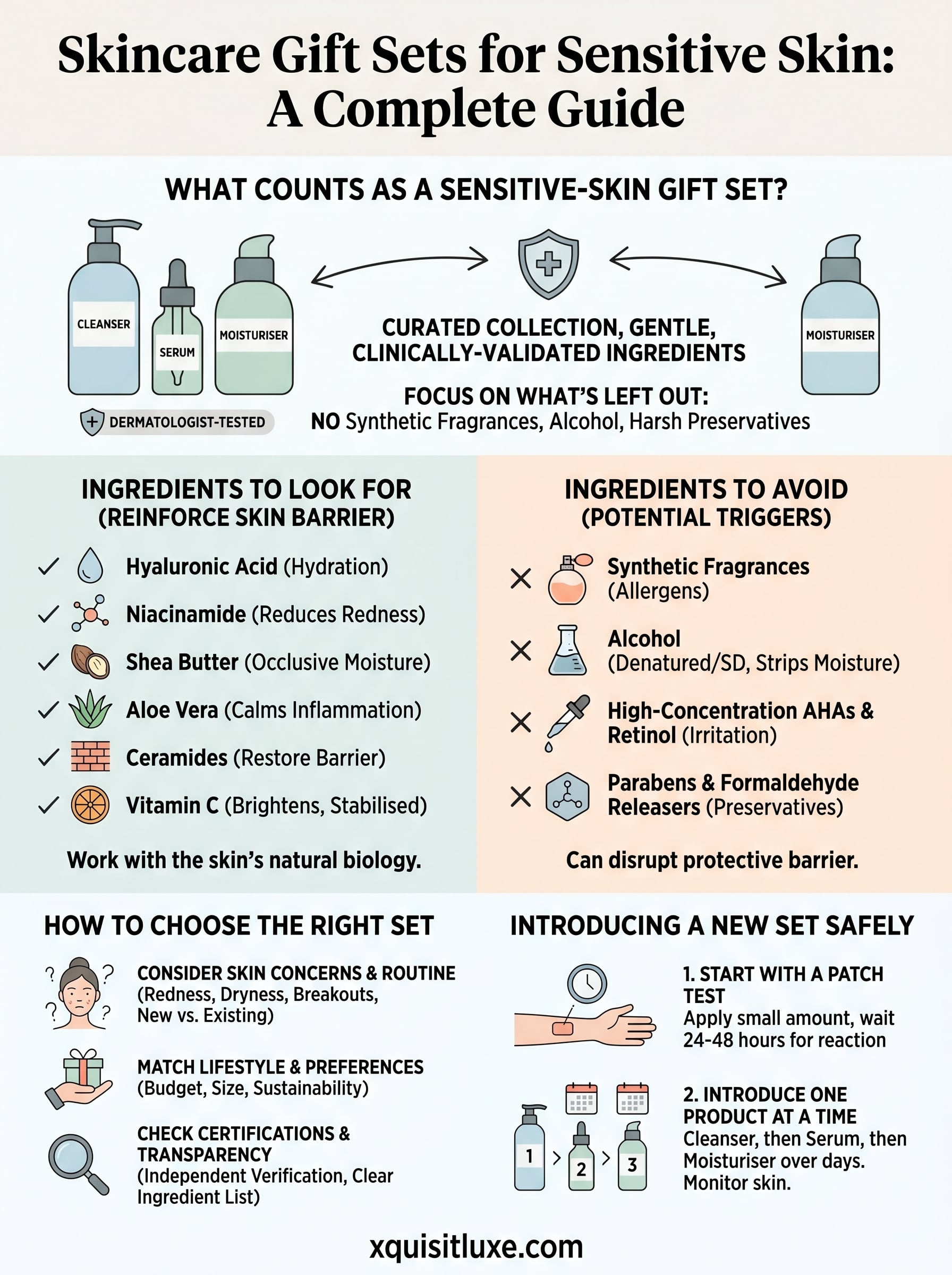 skincare gift set for sensitive skin infographic
