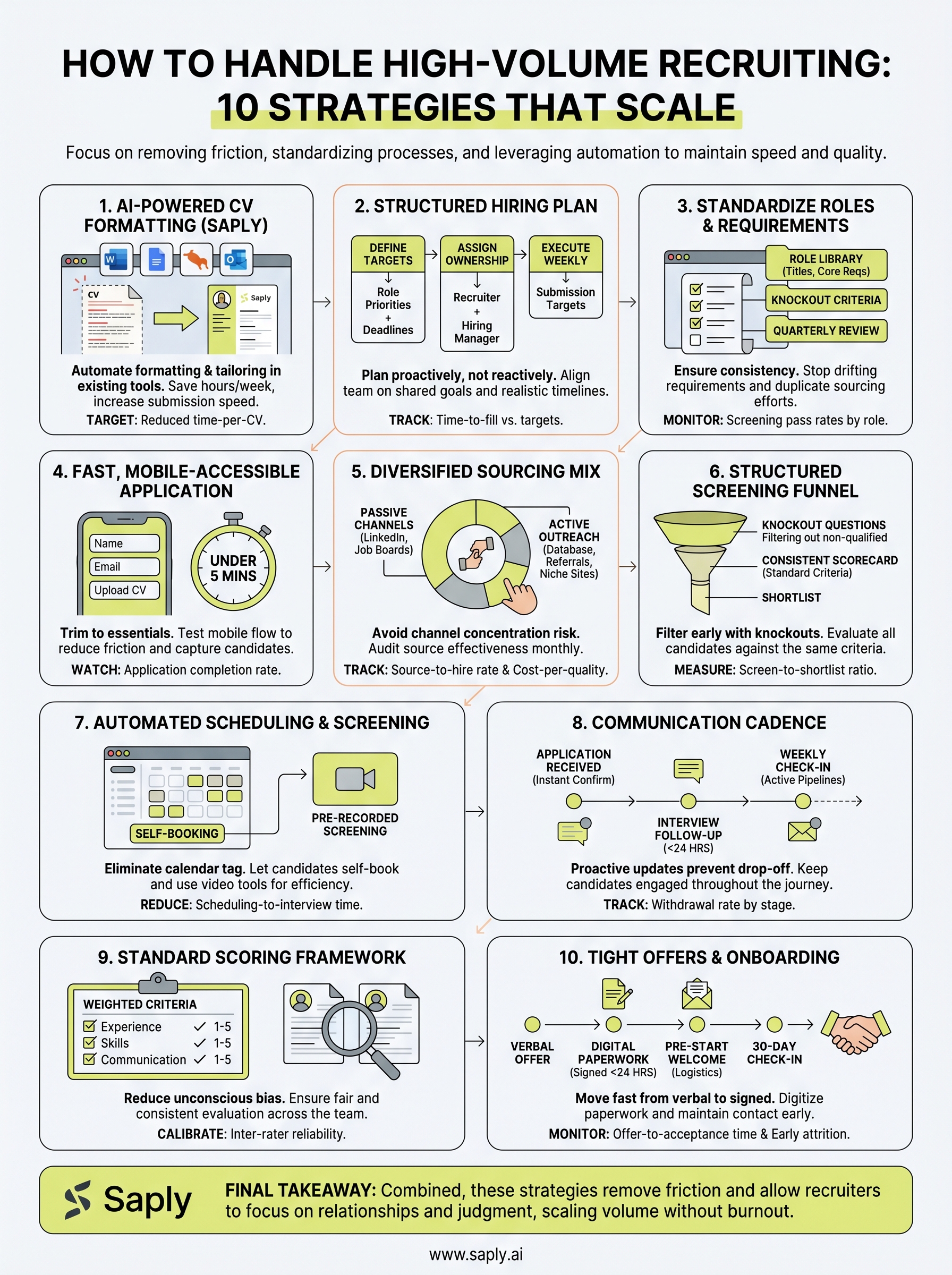 how to handle high volume recruiting infographic