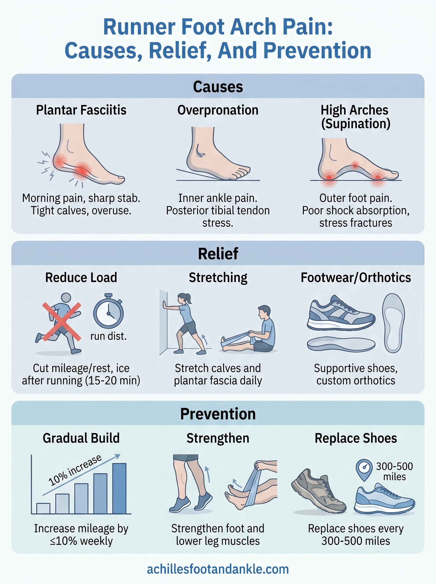runner foot arch pain infographic