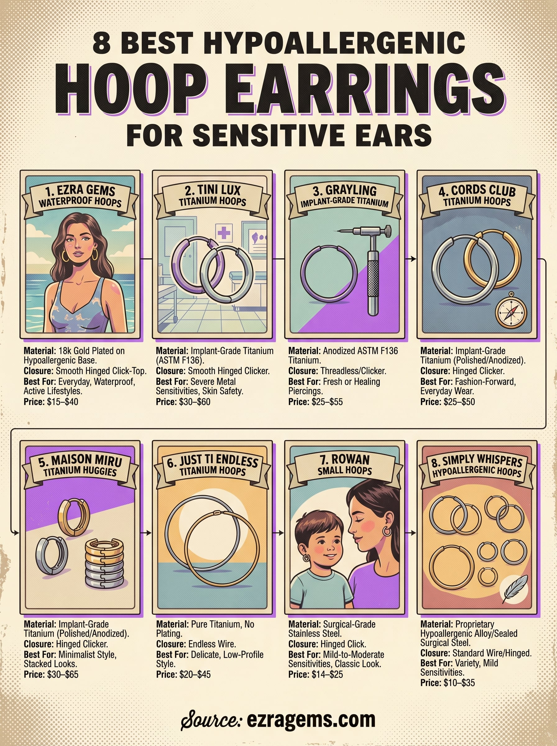 hypoallergenic hoop earrings for sensitive ears infographic