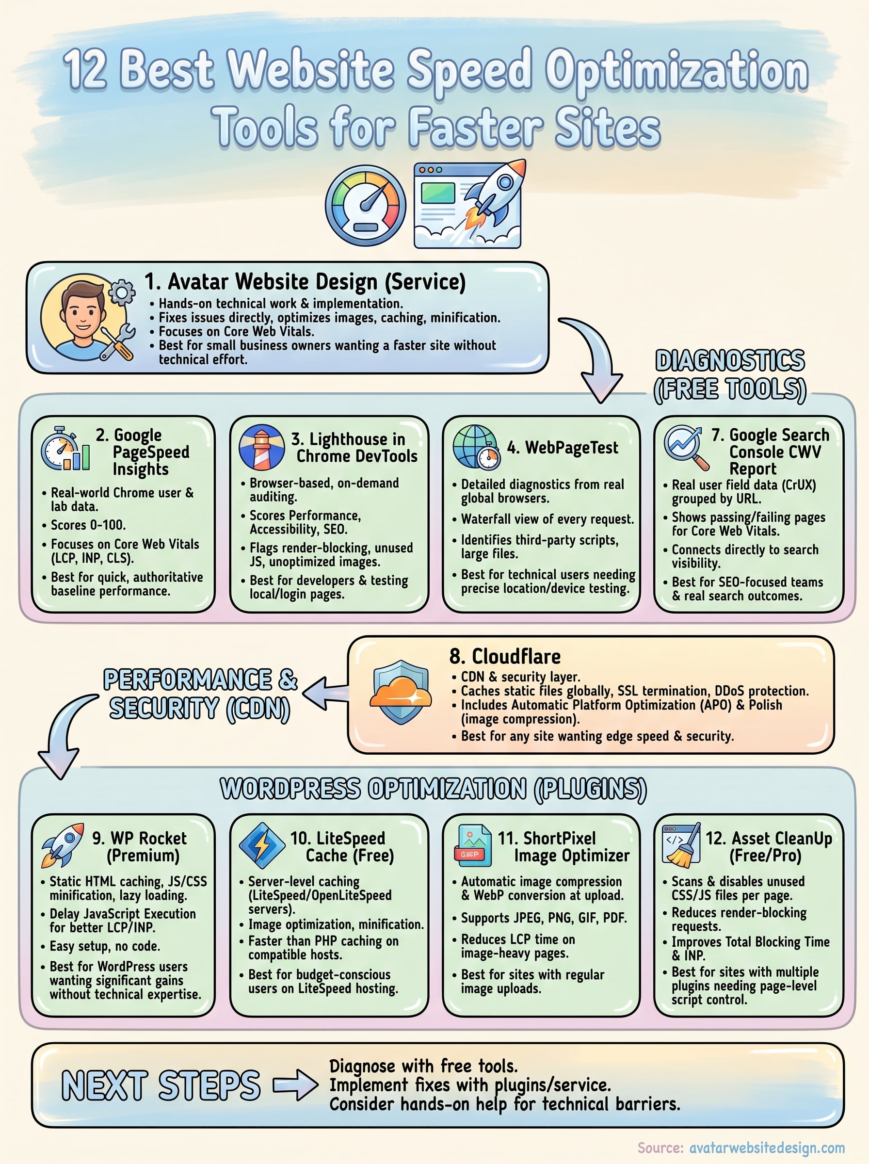 best website speed optimization tools infographic