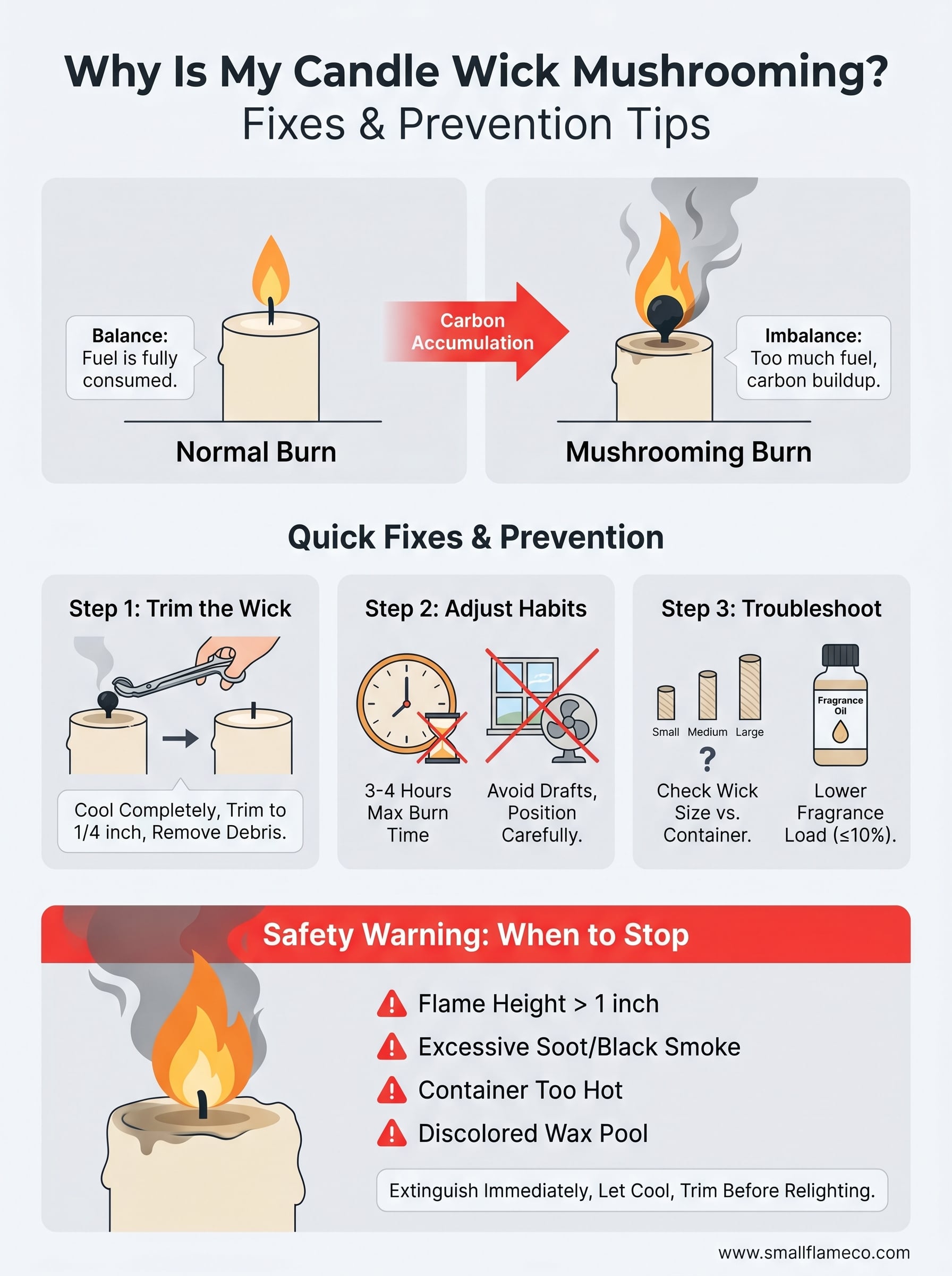 why is my candle wick mushrooming infographic