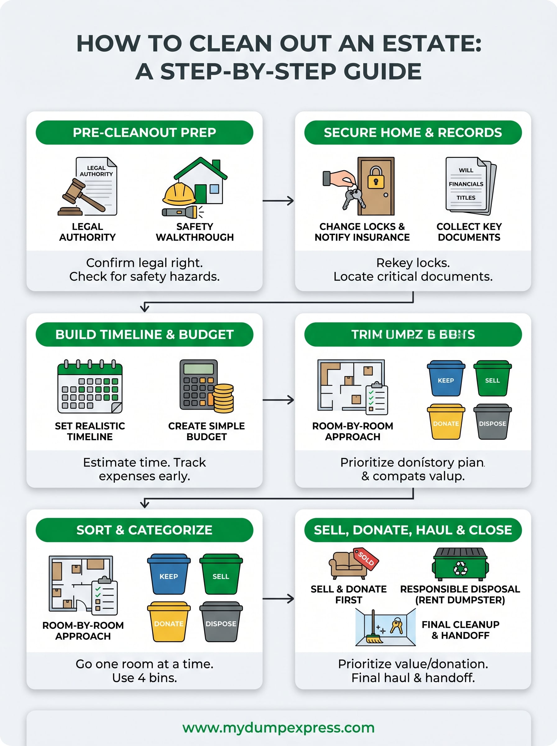 how to clean out an estate infographic