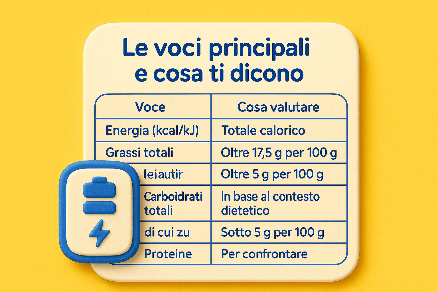 Le voci principali e cosa ti dicono